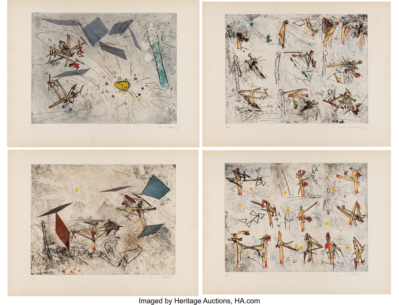 Roberto Matta (1911-2002) Four Works, from Comic (1 of 5)