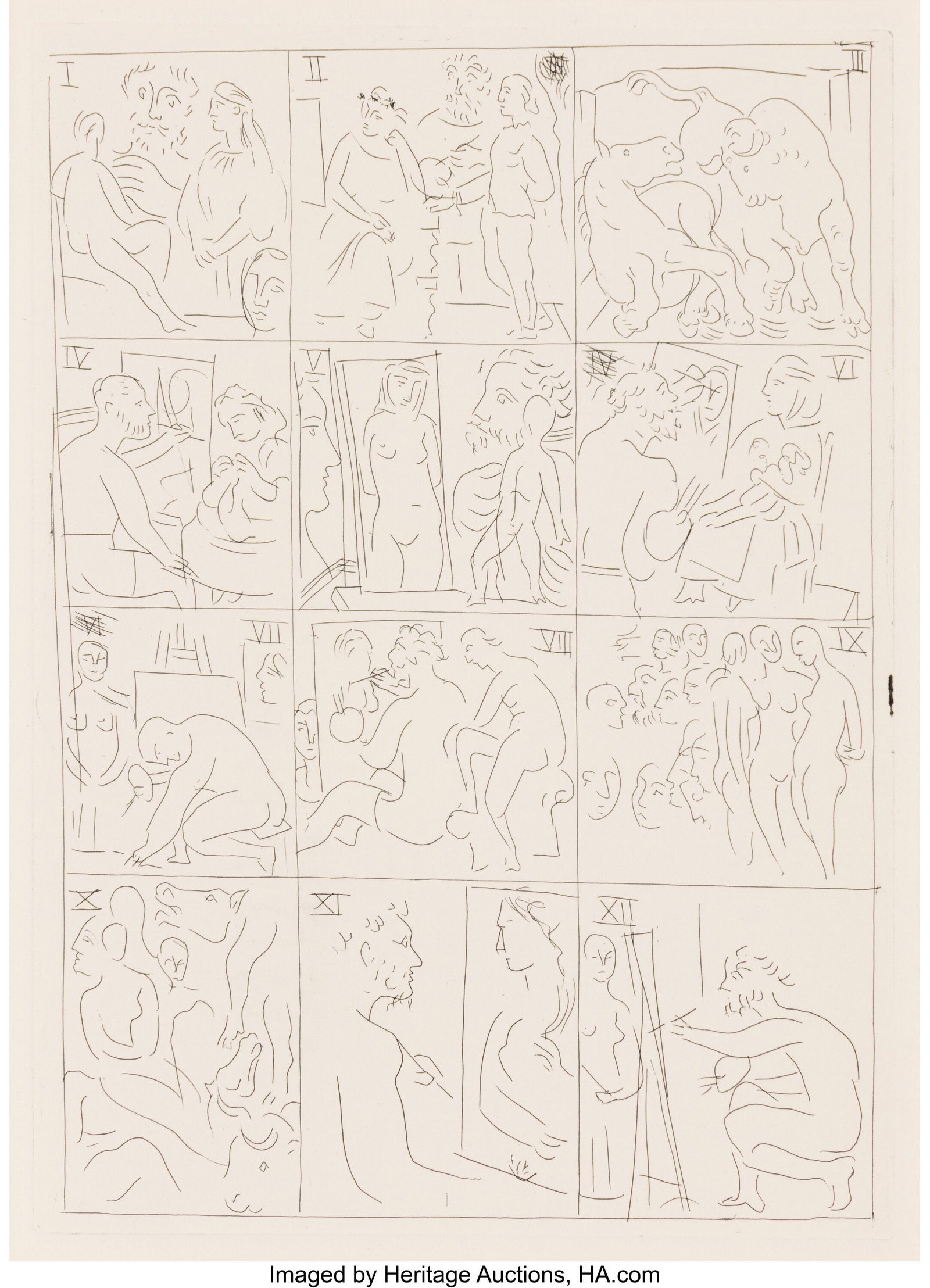 Pablo Picasso (1881-1973) Table of Etchings, fro: Pablo Picasso (1881-1973) Table of Etchings, from Le Chef-d'œuvre inconnu, 1931 Etching on wove paper 11-1/2 x 8 inches (29.2 x 20.3 cm) (s