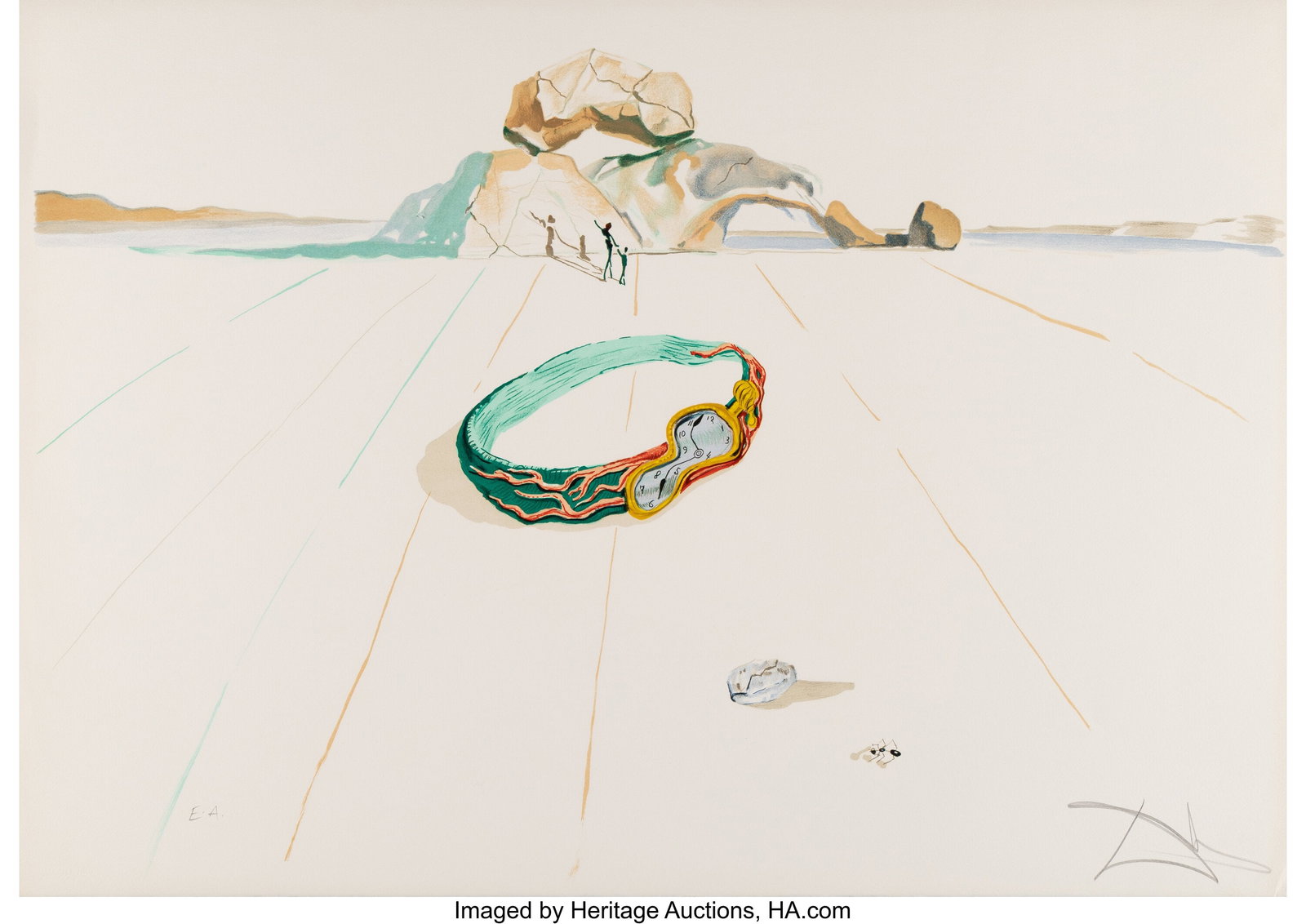 Salvador Dalí (1904-1989) Desert Bracelet (Esse: Salvador Dalí (1904-1989) Desert Bracelet (Essence of Time), from Time, 1976 Lithograph in colors on Arches paper 21-1/8 x 30 inches (53.7 x 76&p