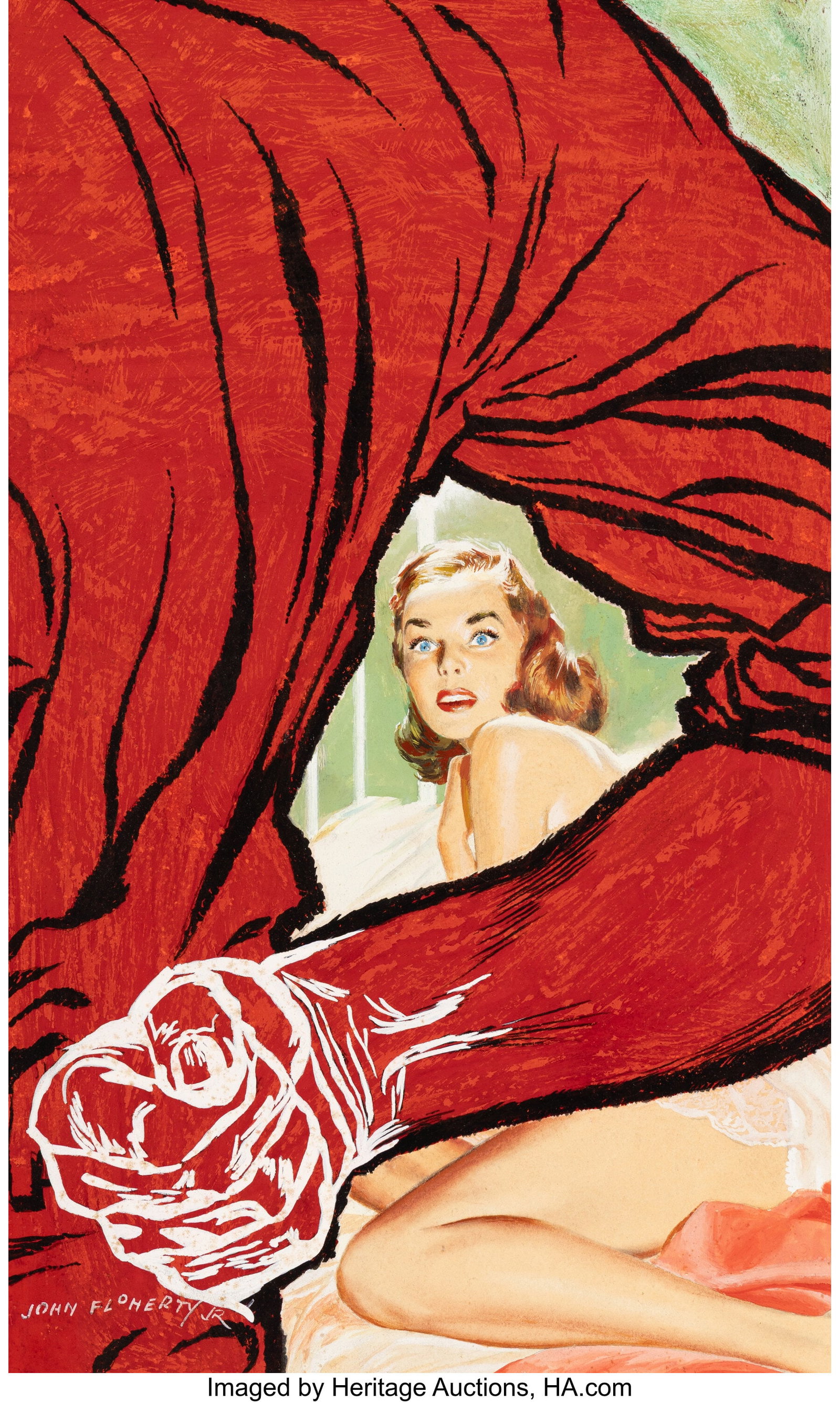 John Jr. Floherty (American, 1907-1977) Take My : John Jr. Floherty (American, 1907-1977) Take My Face paperback cover, 1958 Mixed media on board 21 x 14-1/2 inches (53.3 x 36.8 cm) Signed lowe