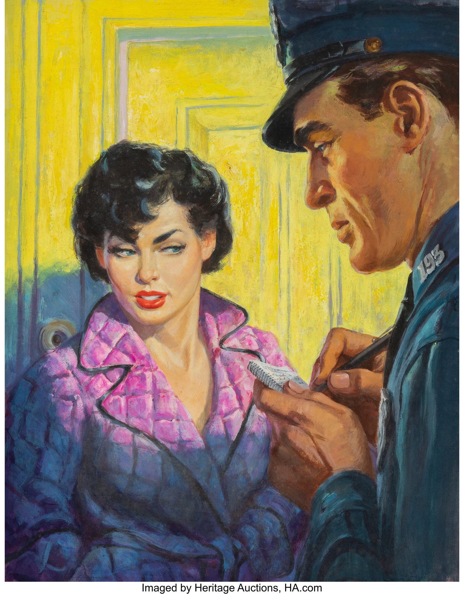 Howell Dodd (American, 1910-2005) The Sniper, Po: Howell Dodd (American, 1910-2005) The Sniper, Police Detective pulp magazine cover, August 1954 Gouache on board 26 x 18 inches (66.0 x 45.7 cm) Not