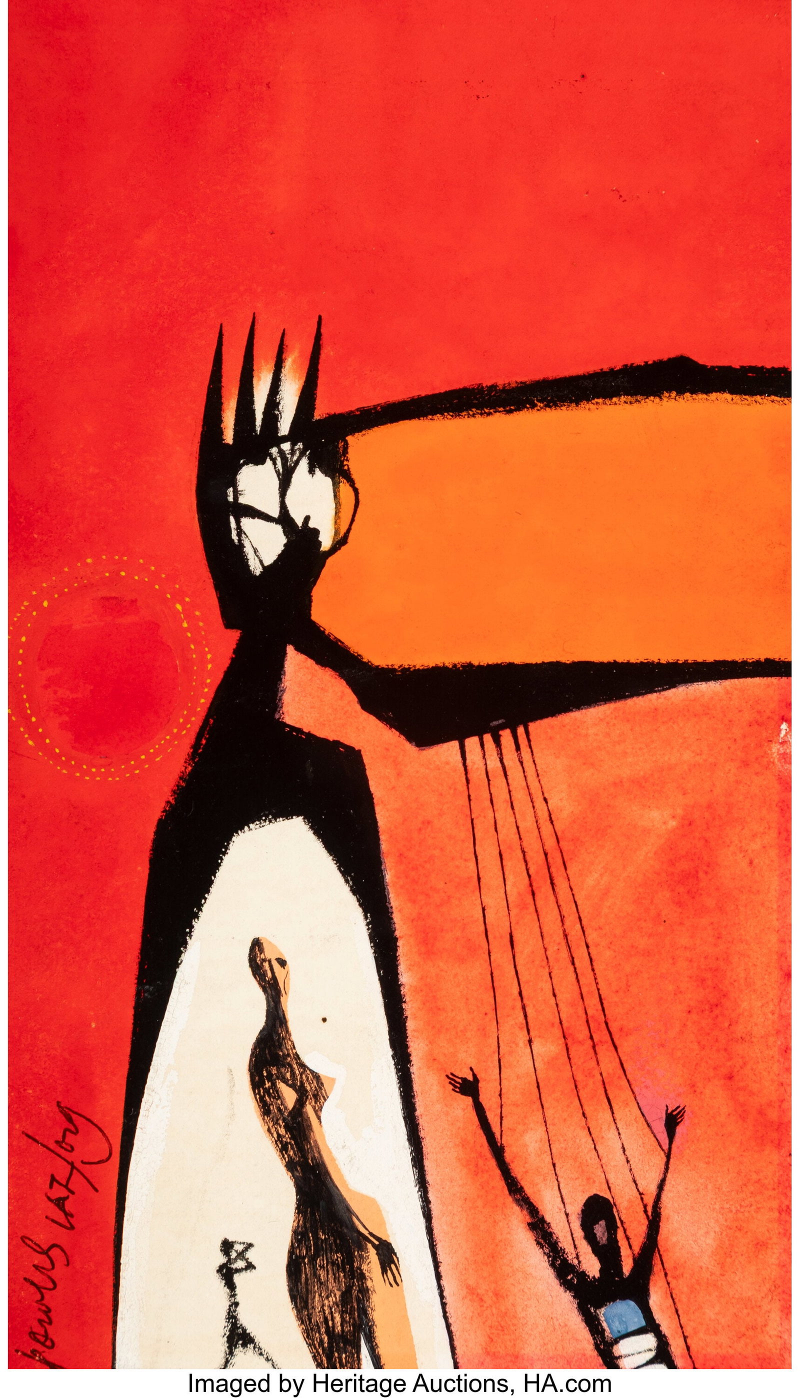 Richard M. Powers (American, 1921-1996) Conditio: Richard M. Powers (American, 1921-1996) Conditionally Human paperback cover, 1962 Mixed media on board 8-3/4 x 5 inches (22.2 x 12.7 cm) (