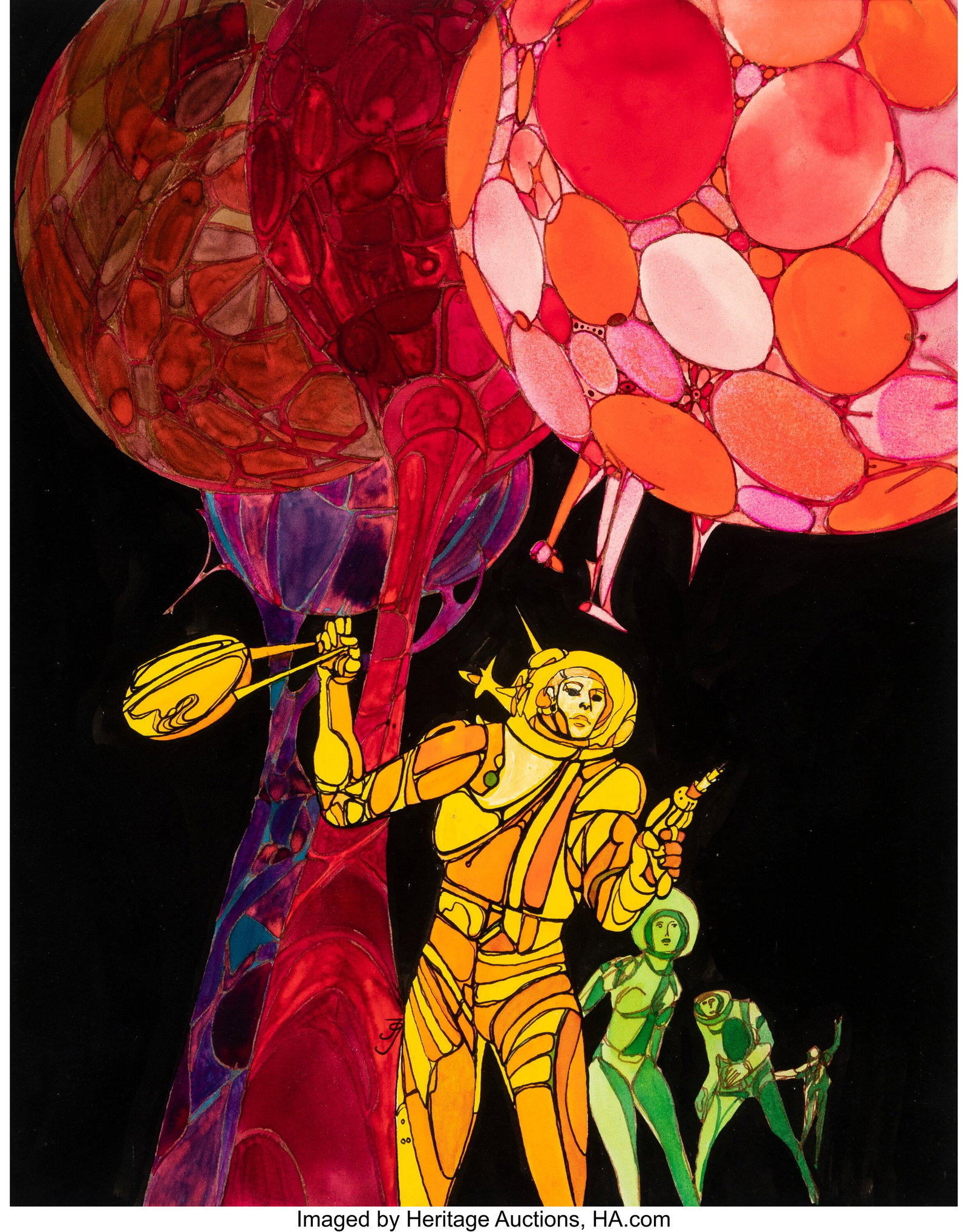 Jack Gaughan (American, 1930-1985) A Promising P: Jack Gaughan (American, 1930-1985) A Promising Planet paperback cover, 1970 Watercolor and ink on paper 14-1/2 x 11-1/2 inches (36.8 x 29.2 cm) &l