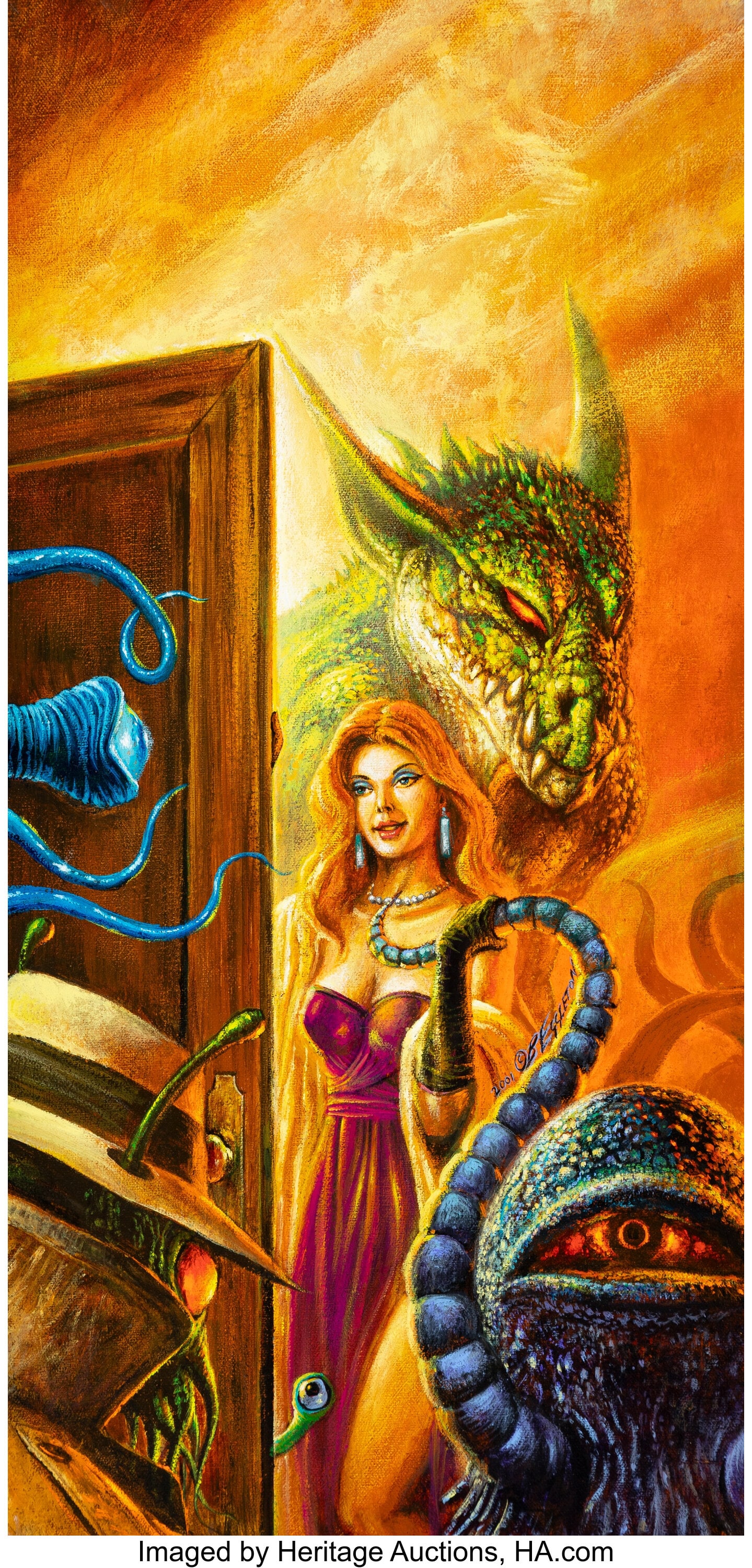 Bob Eggleton (American, b. 1960) Callahan's Lady: Bob Eggleton (American, b. 1960) Callahan's Lady paperback cover, 2001 Acrylic on canvas 24 x 12 inches (61.0 x 30.5 cm) Signed and dated to center