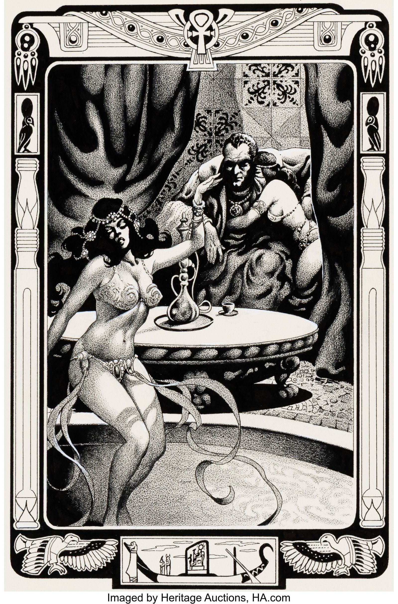 Stephen Fabian (American, 1930-2025) The Third G: Stephen Fabian (American, 1930-2025) The Third Grave book interior, 1981 Ink on paper 14 x 11 inches (35.6 x 27.9 cm) (sheet) Initialed center r