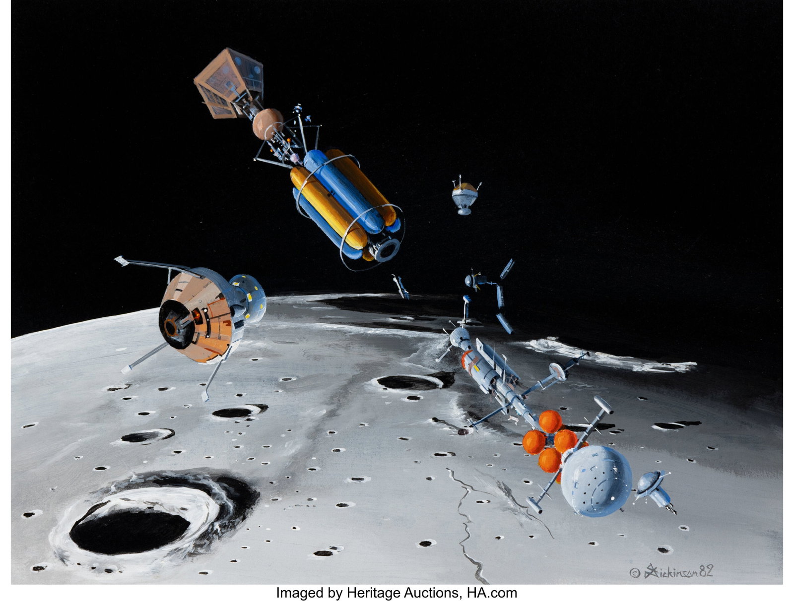 Dexter Dickinson (American, 20th Century) Starsh: Dexter Dickinson (American, 20th Century) Starship Assembly, 1982 Acrylic on board 9 x 12 inches (22.9 x 30.5 cm) Signed and dated lower right: &cop