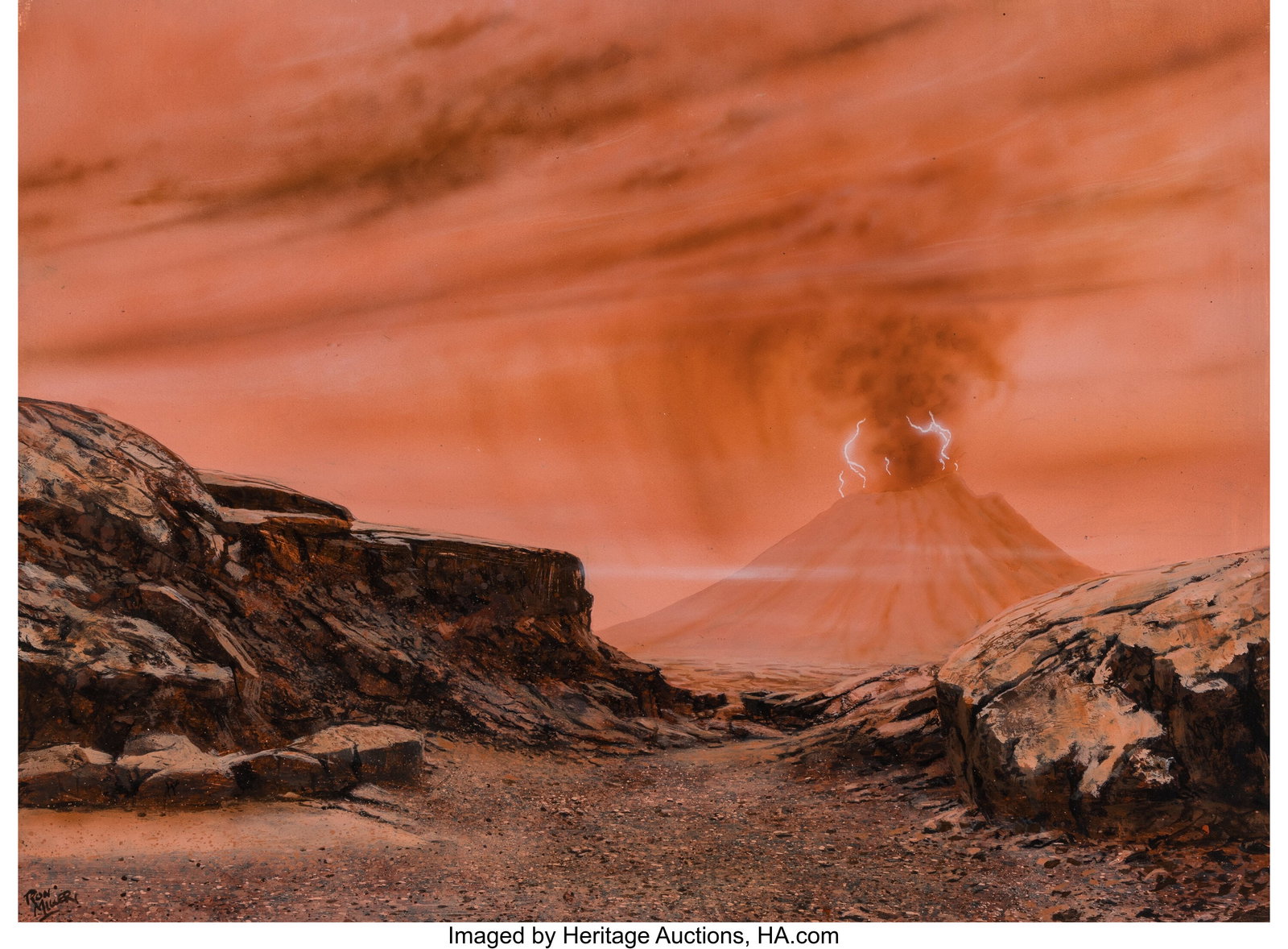 Ron Miller (American, b. 1947) Volcano on Ancien (1 of 3)