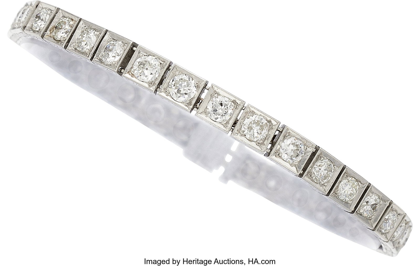 Art Deco Diamond, Platinum, White Gold Bracelet : Art Deco Diamond, Platinum, White Gold Bracelet Stones: European, full, and transitional-cut diamonds weighing a total of approximately 6.00 carats Metal: Pl