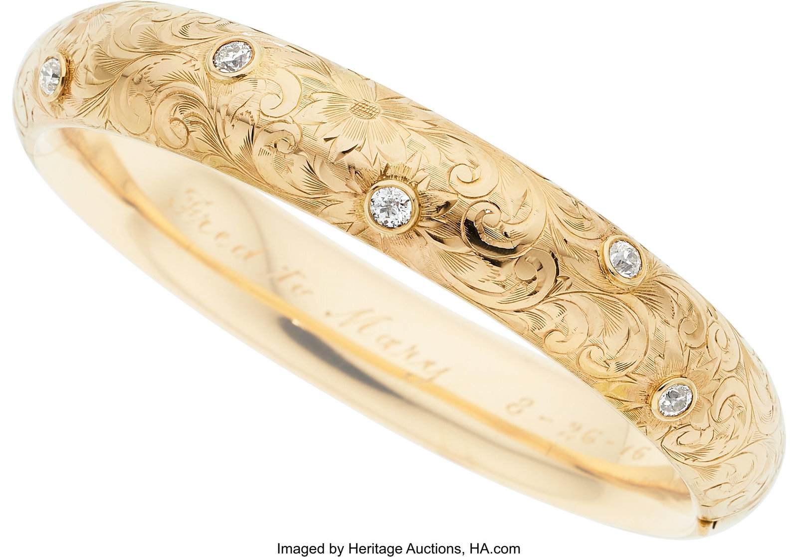 Antique Diamond, Gold Bracelet, Circa 1916 Ston: Antique Diamond, Gold Bracelet, Circa 1916 Stones: European-cut diamonds weighing a total of approximately 0.90 carat Metal: 14k gold Gross Weight: 27.40 gr