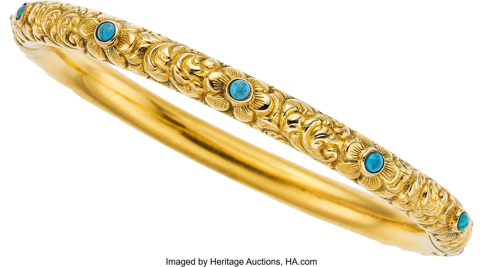 Antique Turquoise, Blue Hardstone, Gold Bracelet (1 of 1)