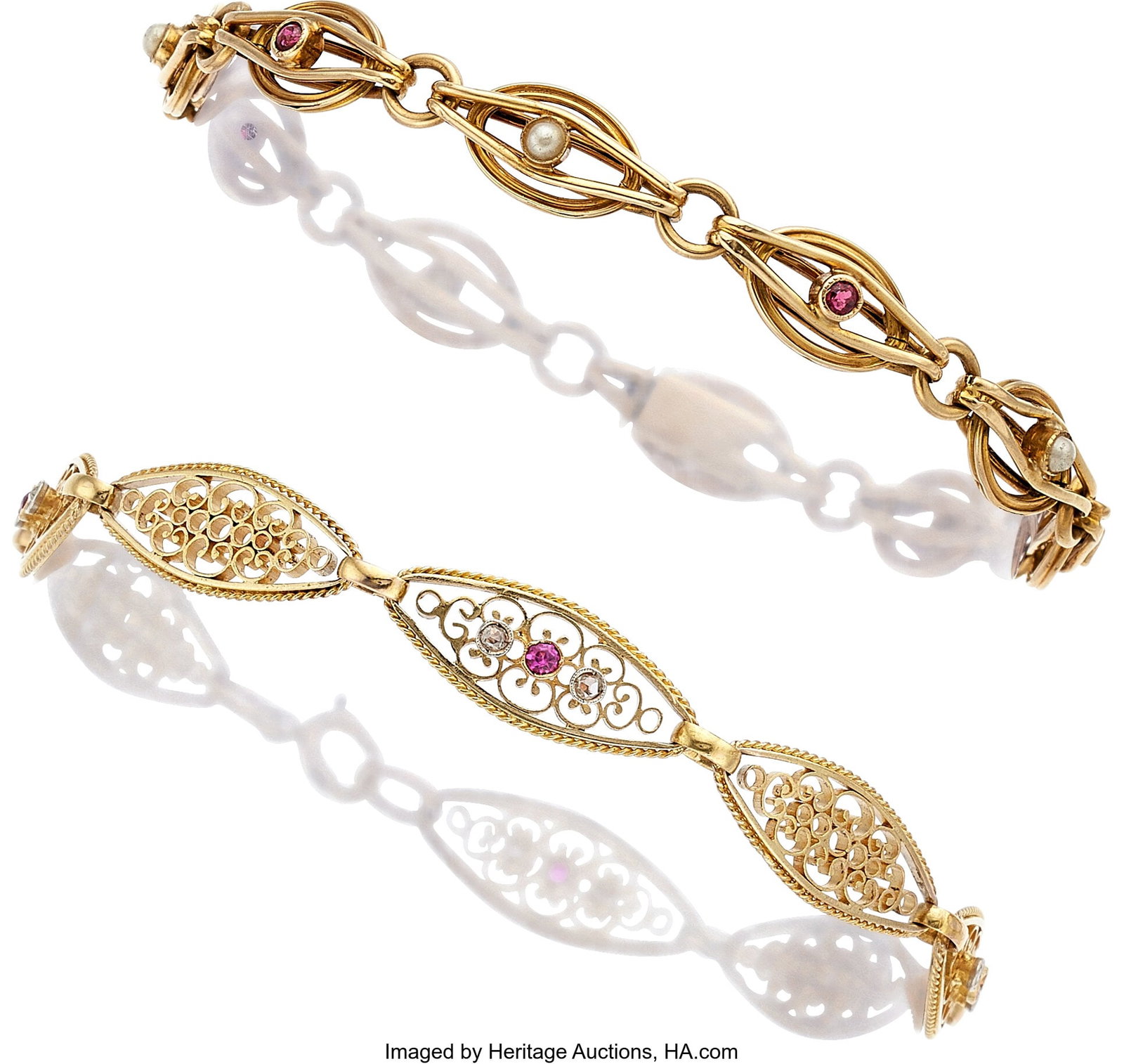 Antique Diamond, Multi-Stone, Gold Bracelets, Fr (1 of 1)