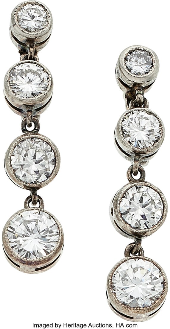 Diamond, Platinum, White Gold Earrings Stones:  (1 of 1)