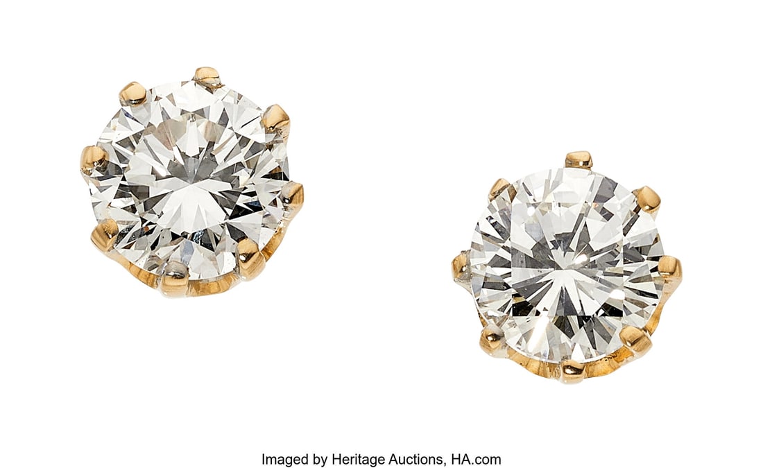 Diamond, Gold Earrings Stones: Round brilliant- (1 of 1)