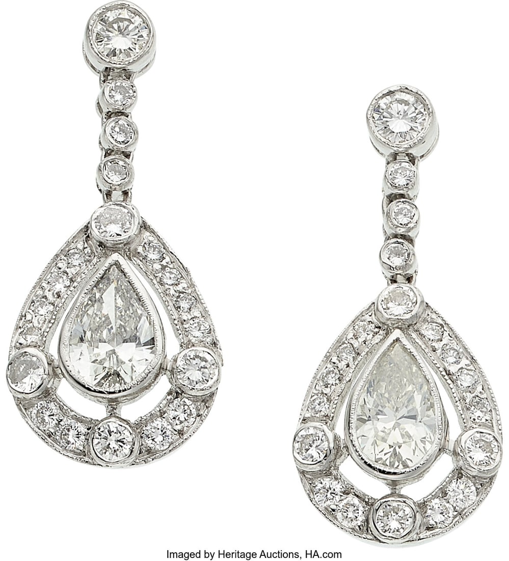 Diamond, White Gold Earrings Stones: Pear-shape (1 of 1)