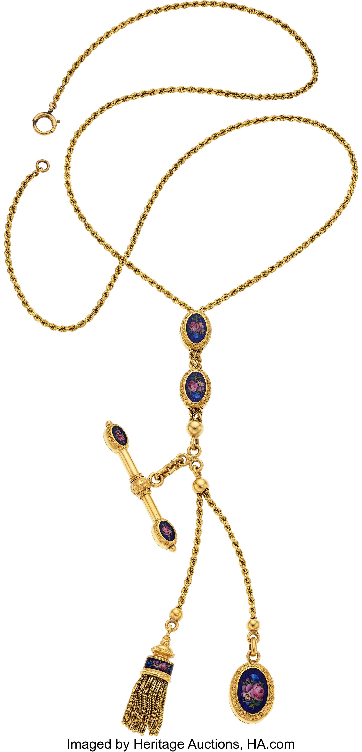 Victorian Enamel, Gold Necklace Element: Enamel (1 of 1)