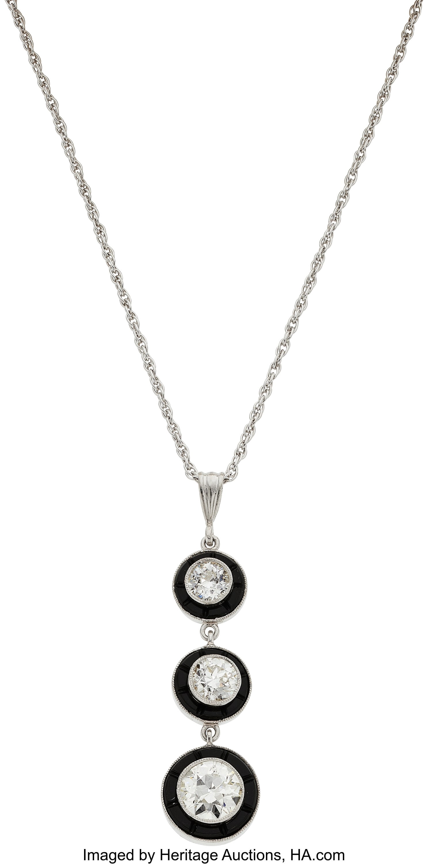 Art Deco Diamond, Black Onyx, Platinum, Gold Pen (1 of 1)