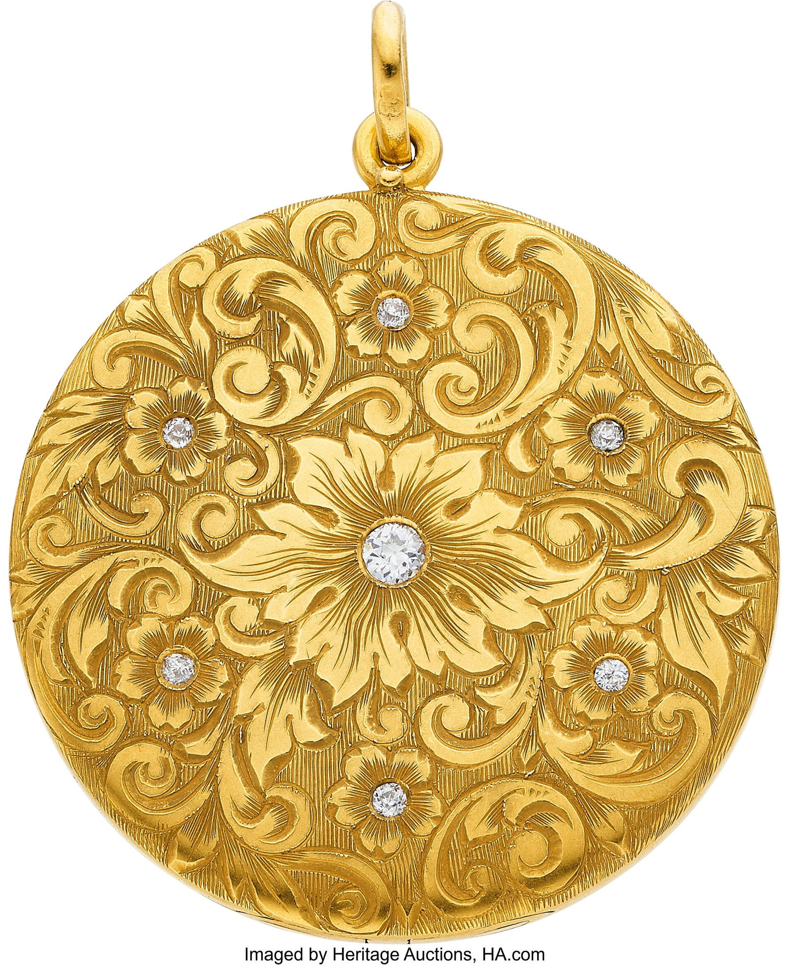 Antique Diamond, Gold Pendant-Locket Stones: Eu: Antique Diamond, Gold Pendant-Locket Stones: European and Swiss-cut diamonds weighing a total of approximately 0.20 carat Metal: 14k gold Gross Weight: 21.90 gram