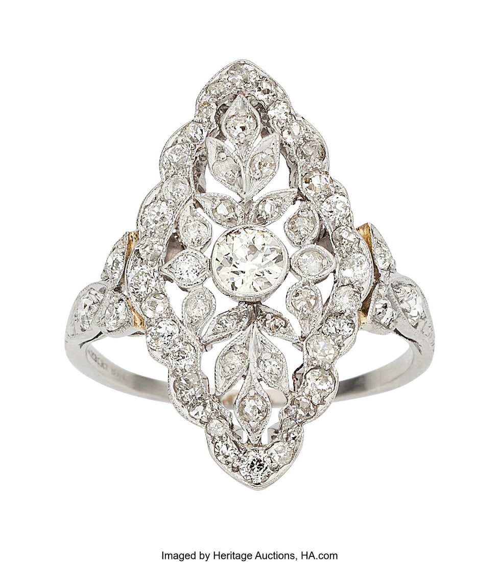 Edwardian Diamond, Platinum-Topped Gold Ring St (1 of 2)