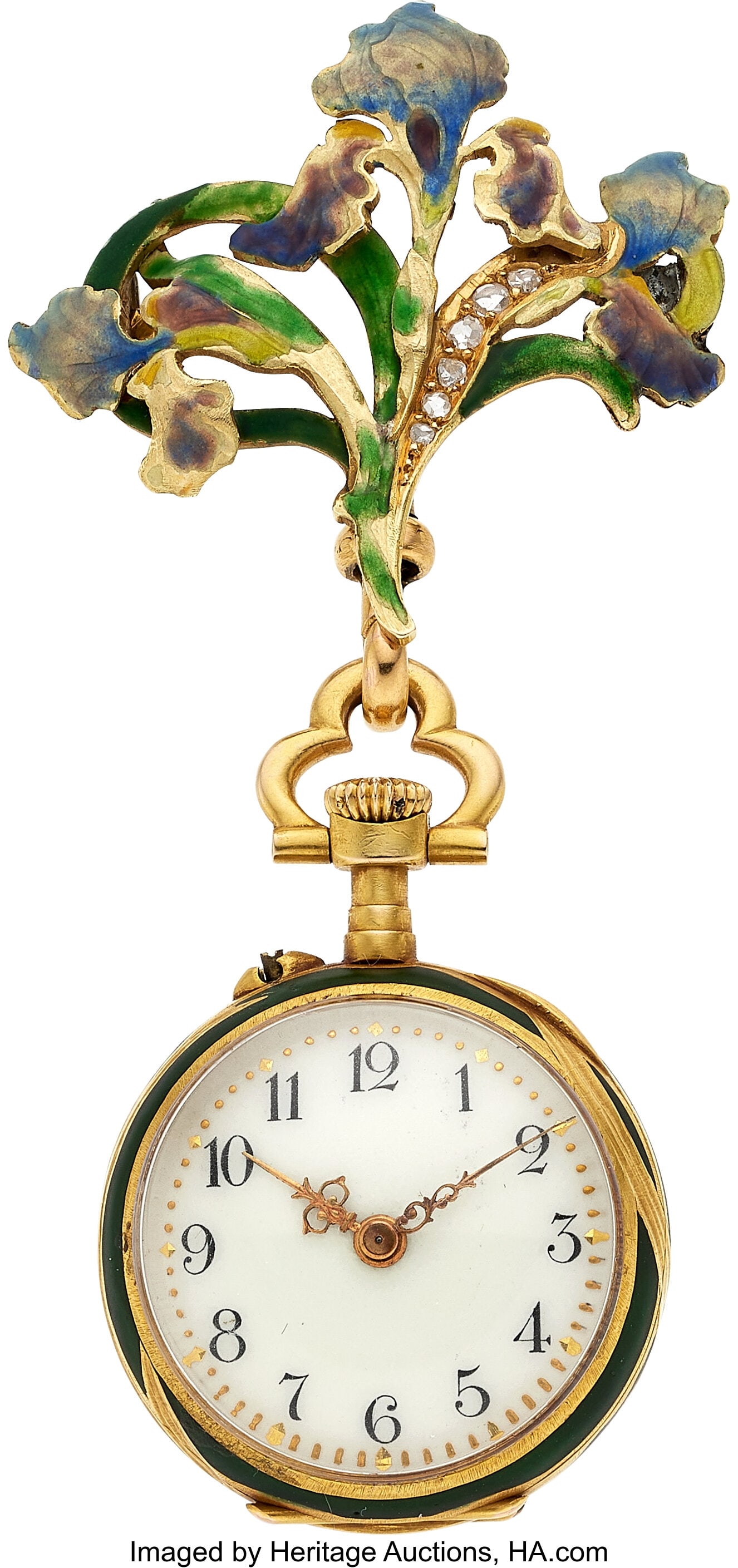 Art Nouveau LeCoultre Diamond, Enamel, Gold Lape (1 of 4)