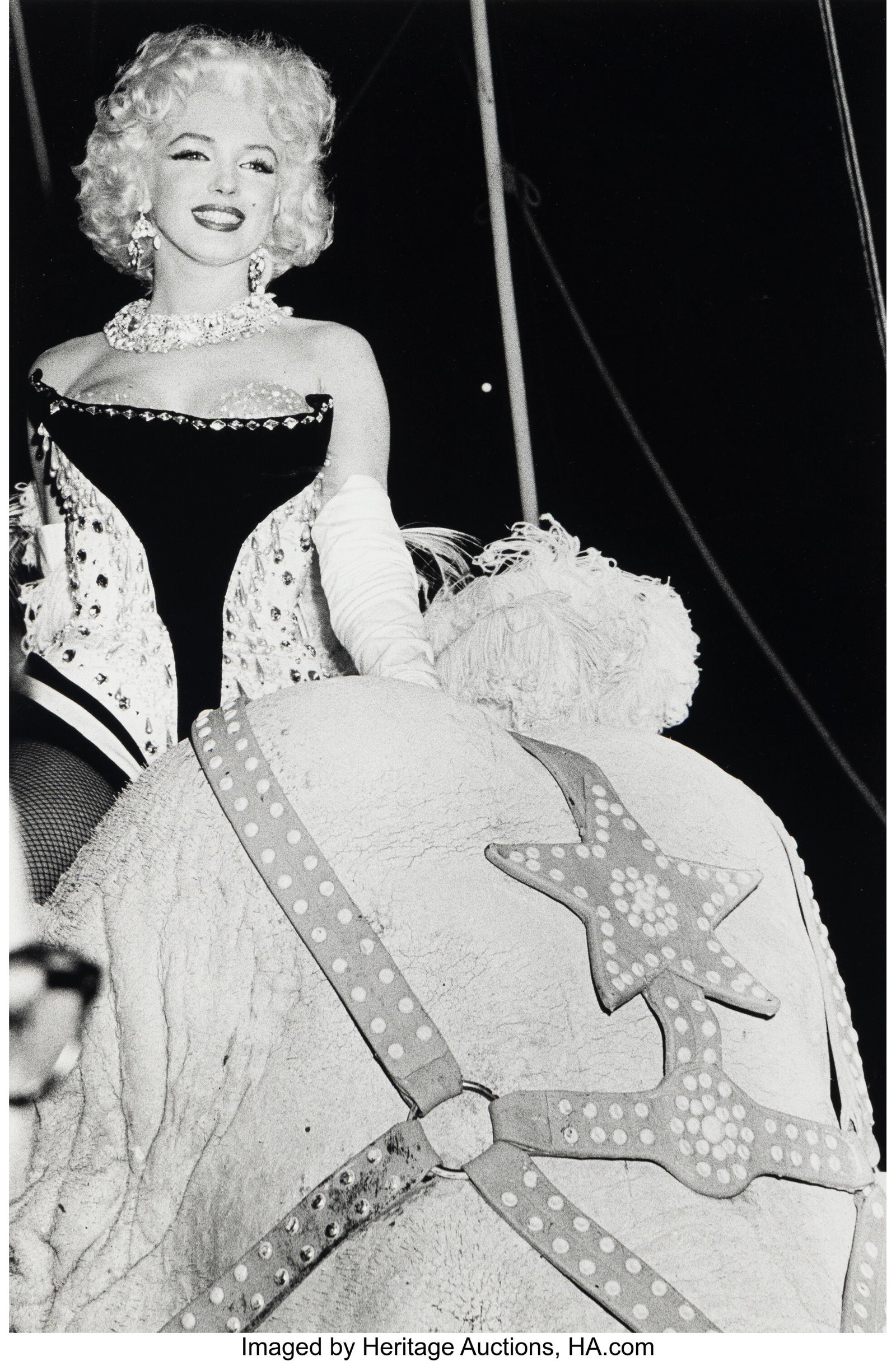 Marvin Scott (American) Marilyn on an Elephant a: Marvin Scott (American) Marilyn on an Elephant at the Ringling Brother's Circus, 1955 Gelatin silver print, printed later 17-1/2 x 14-1/2 inches (44.5 x 36&pe