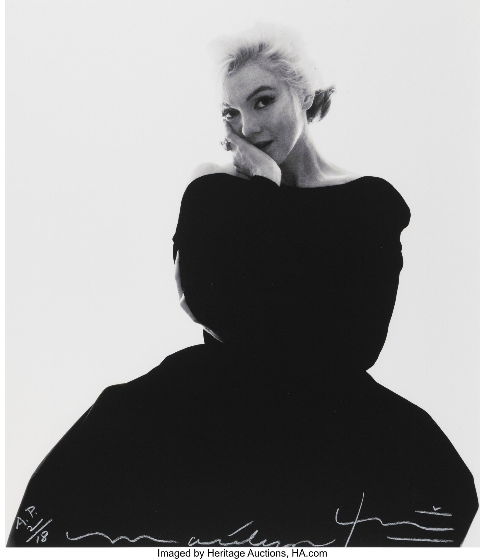 Bert Stern (American, 1929-2013) Marilyn Monroe : Bert Stern (American, 1929-2013) Marilyn Monroe in Black Dior Dress (from The Last Sitting), 1962 Digital pigment print, printed 2007 25 x 22 inches (63&peri