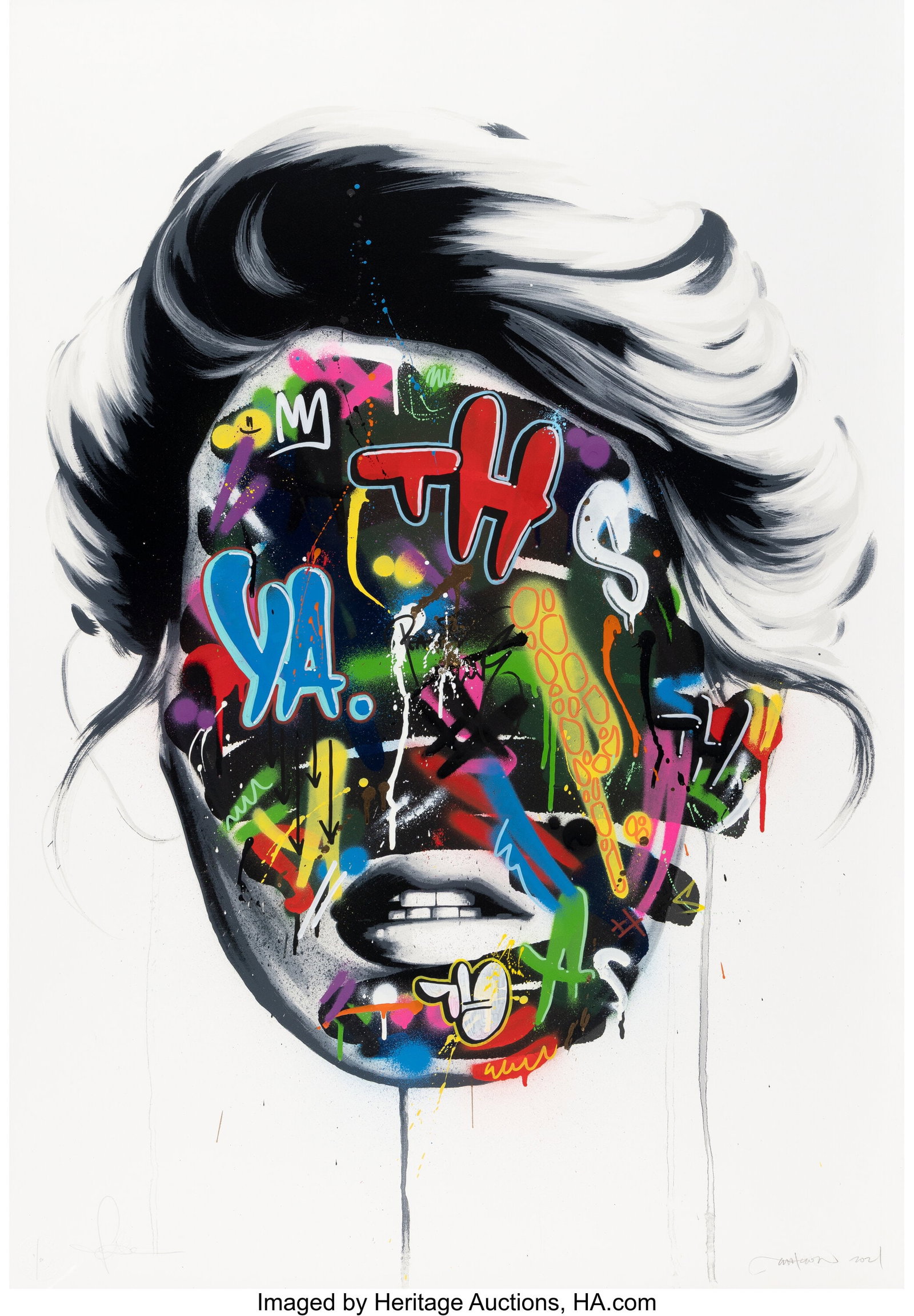 Sandra Chevrier X Martin Whatson La Cage Entre l: Sandra Chevrier X Martin Whatson La Cage Entre les Frontieres, 2021 Giclée print in colors with hand-embellishments on Somerset paper 39-1/2 x 27-1/2 inches (100.3 x 6