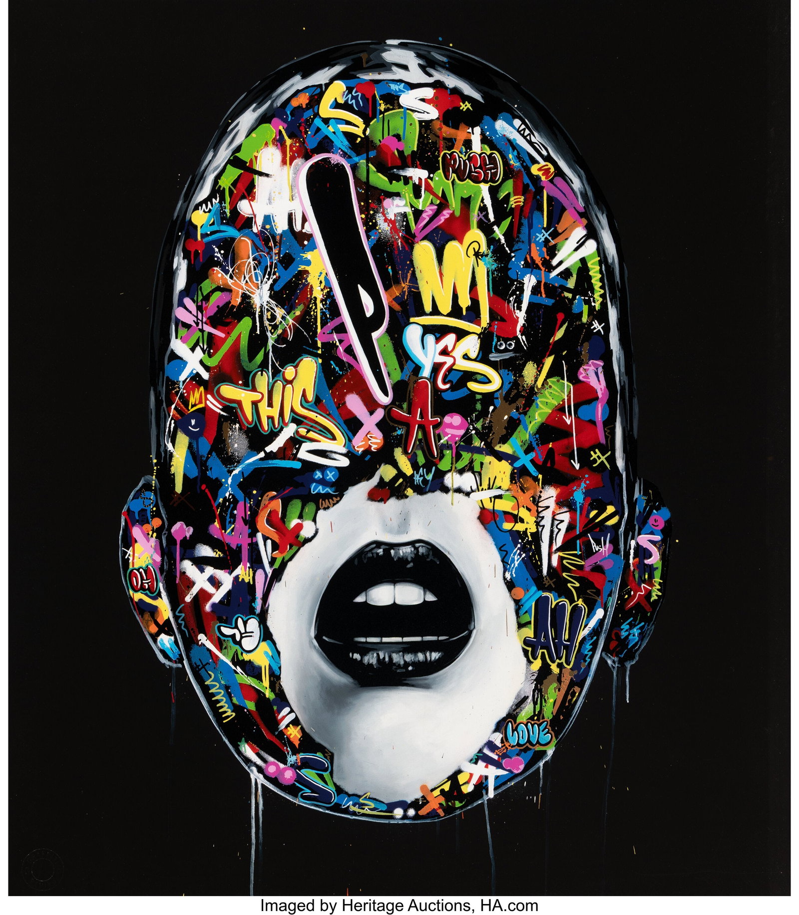 Sandra Chevrier X Martin Whatson Lost In Transit: Sandra Chevrier X Martin Whatson Lost In Transit, 2024 Screenprint in colors with hand-embellishments on wove paper 31-1/4 x 27-1/4 inches (79.4 x 69.2 cm) (
