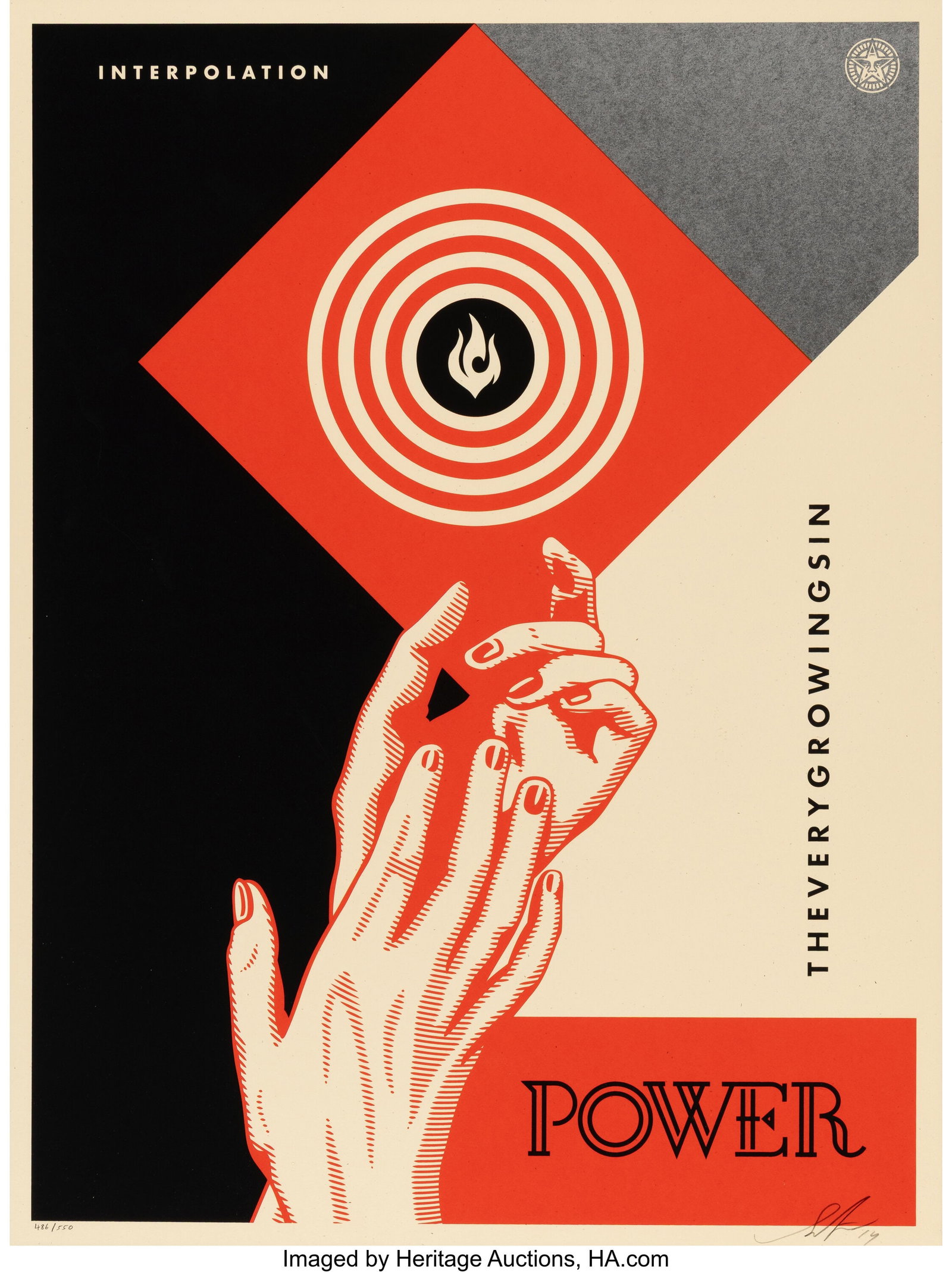 Shepard Fairey (b. 1970) Interpolation, 2014 Scr: Shepard Fairey (b. 1970) Interpolation, 2014 Screenprint in colors on wove paper 24 x 18 inches (61.0 x 45.7 cm) (sheet) Ed. 486/550