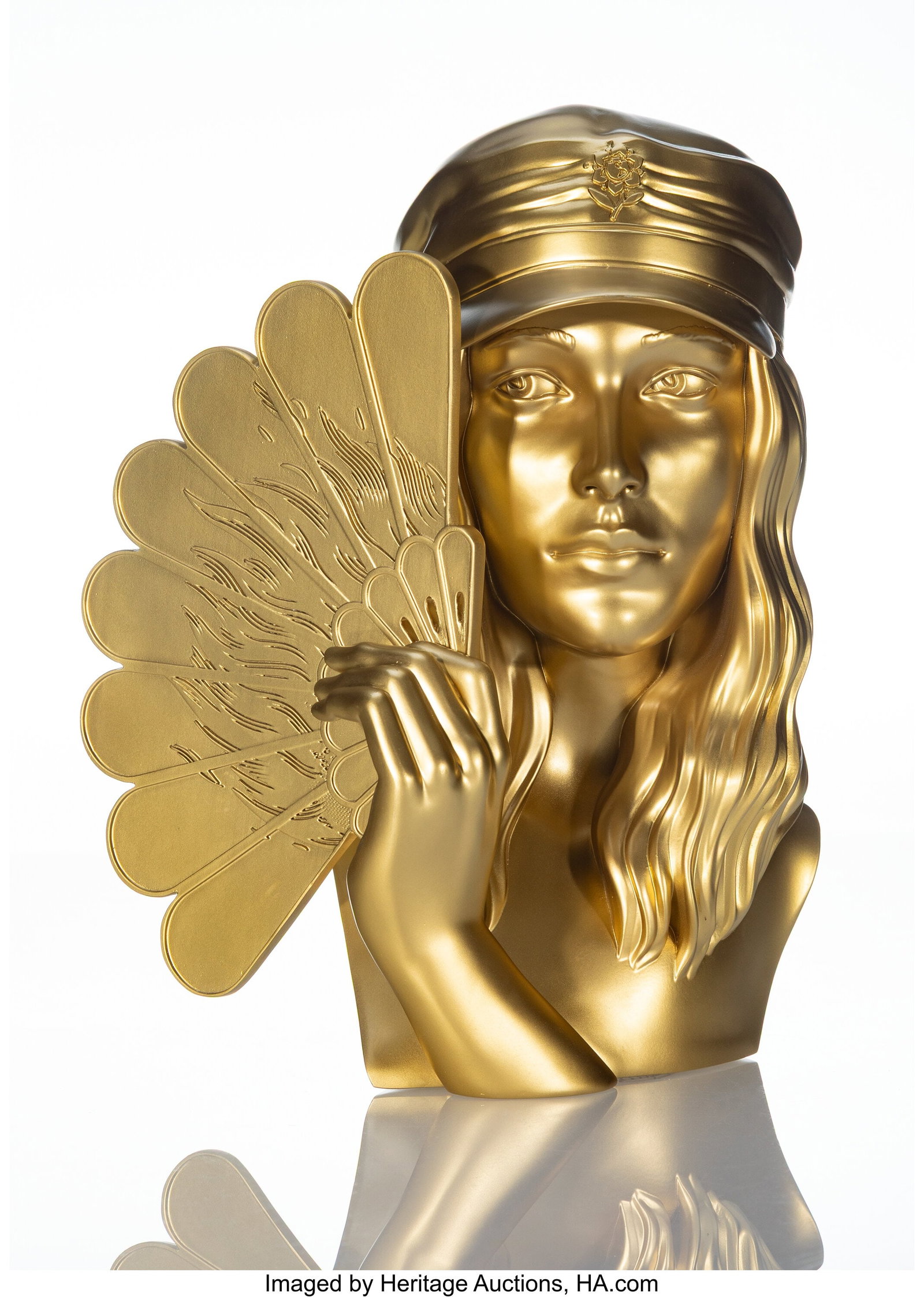 Shepard Fairey (b. 1970) Fan The Flames (Gold), : Shepard Fairey (b. 1970) Fan The Flames (Gold), 2025 Painted cast resin 12 x 10 x 8 inches (30.5 x 25.4 x 20.3 cm) Stamped to underside 