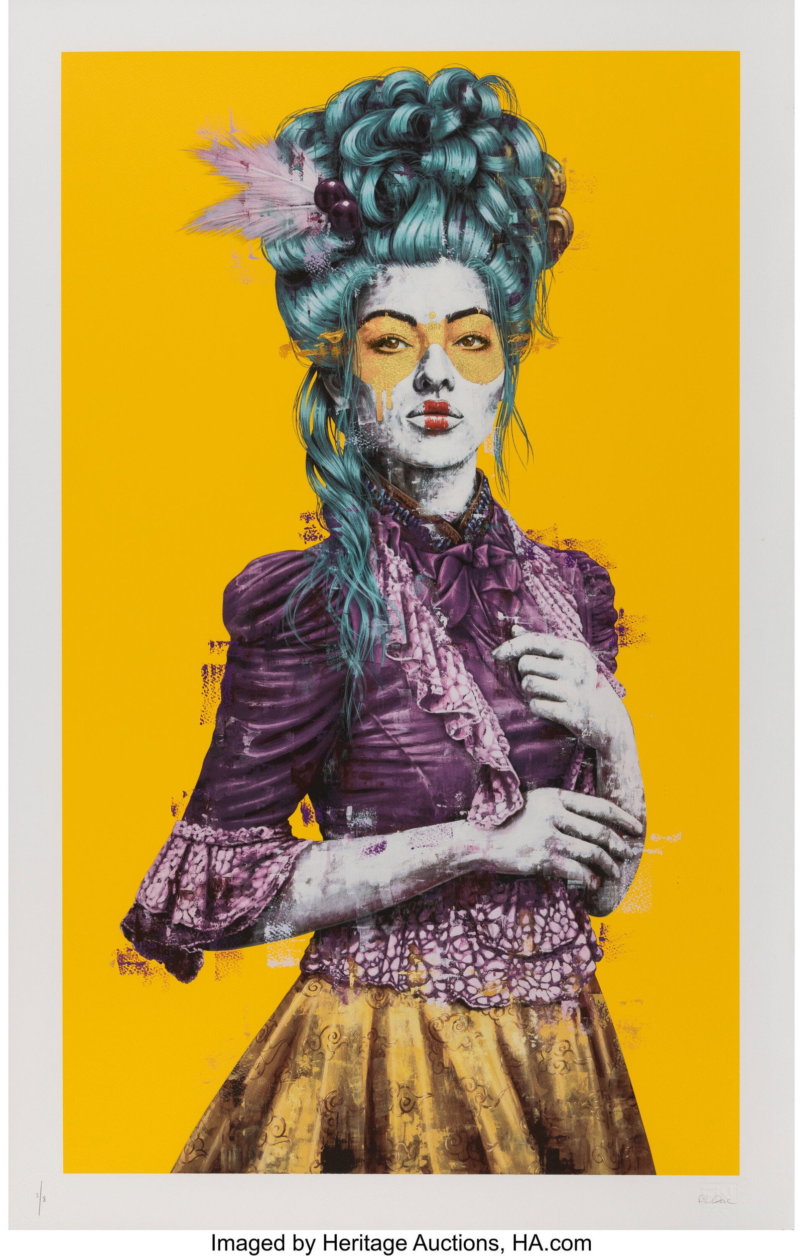 Fin Dac (20th Century) Madeleine (Yellow Gold Le: Fin Dac (20th Century) Madeleine (Yellow Gold Leaf), 2024 Screenprint in colors with gold leaf and hand-embellishments on Somerset paper 34-5/8 x 22-1/4 inches (