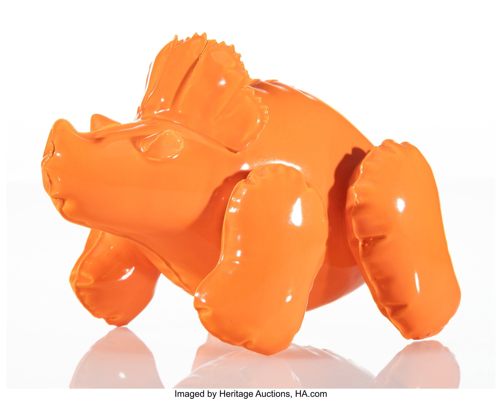 Brett Kern (20th Century) Inflatable Triceratops: Brett Kern (20th Century) Inflatable Triceratops (Orange) Ceramic with gold luster 5-1/2 x 9-1/2 x 6 inches (14.0 x 24.1 x 15.2 cm) Stamped t