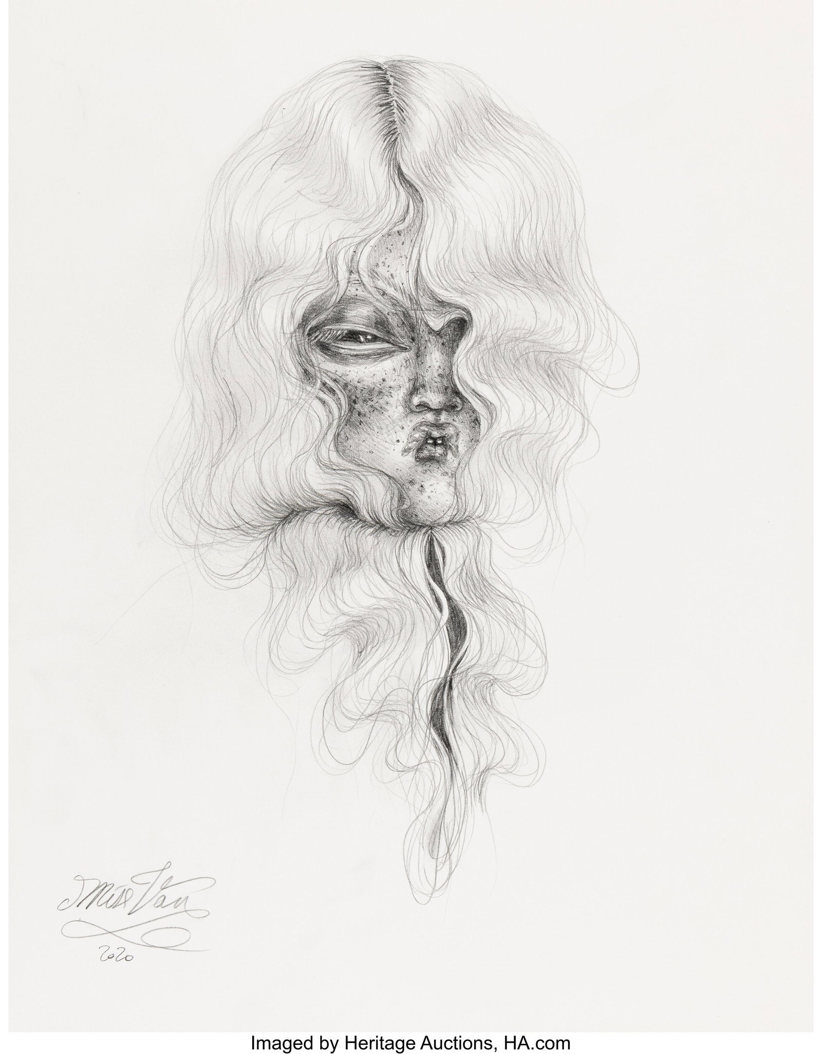 Miss Van (Vanessa Alice) (b. 1973) Jellyfish Hea: Miss Van (Vanessa Alice) (b. 1973) Jellyfish Head II, 2020 Pencil on wove paper 14 x 11 inches (35.6 x 27.9 cm) (sheet) Signed and da
