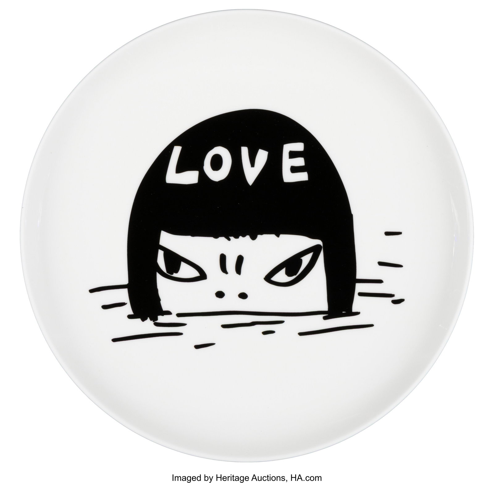 Yoshitomo Nara (b. 1959) Love from the Sea, 2021: Yoshitomo Nara (b. 1959) Love from the Sea, 2021 Fine bone china 10-3/4 inches (27.3 cm) diameter Edition of 250 Stamped on the reverse Produced by Coalitio