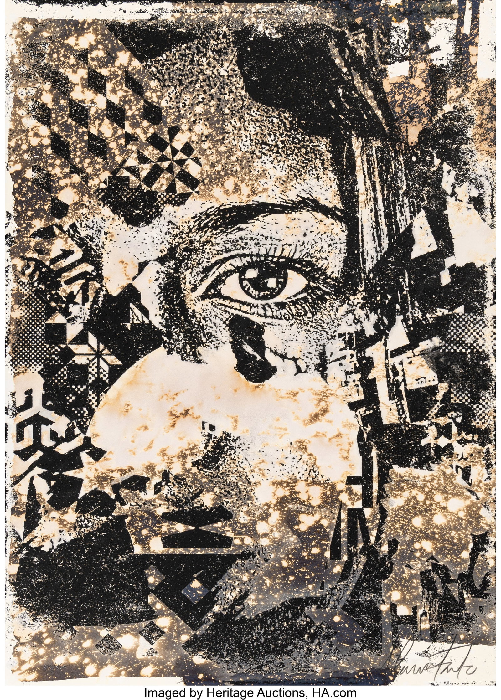Vhils (b. 1987) Caustic, 2017 Screenprint with h (1 of 2)