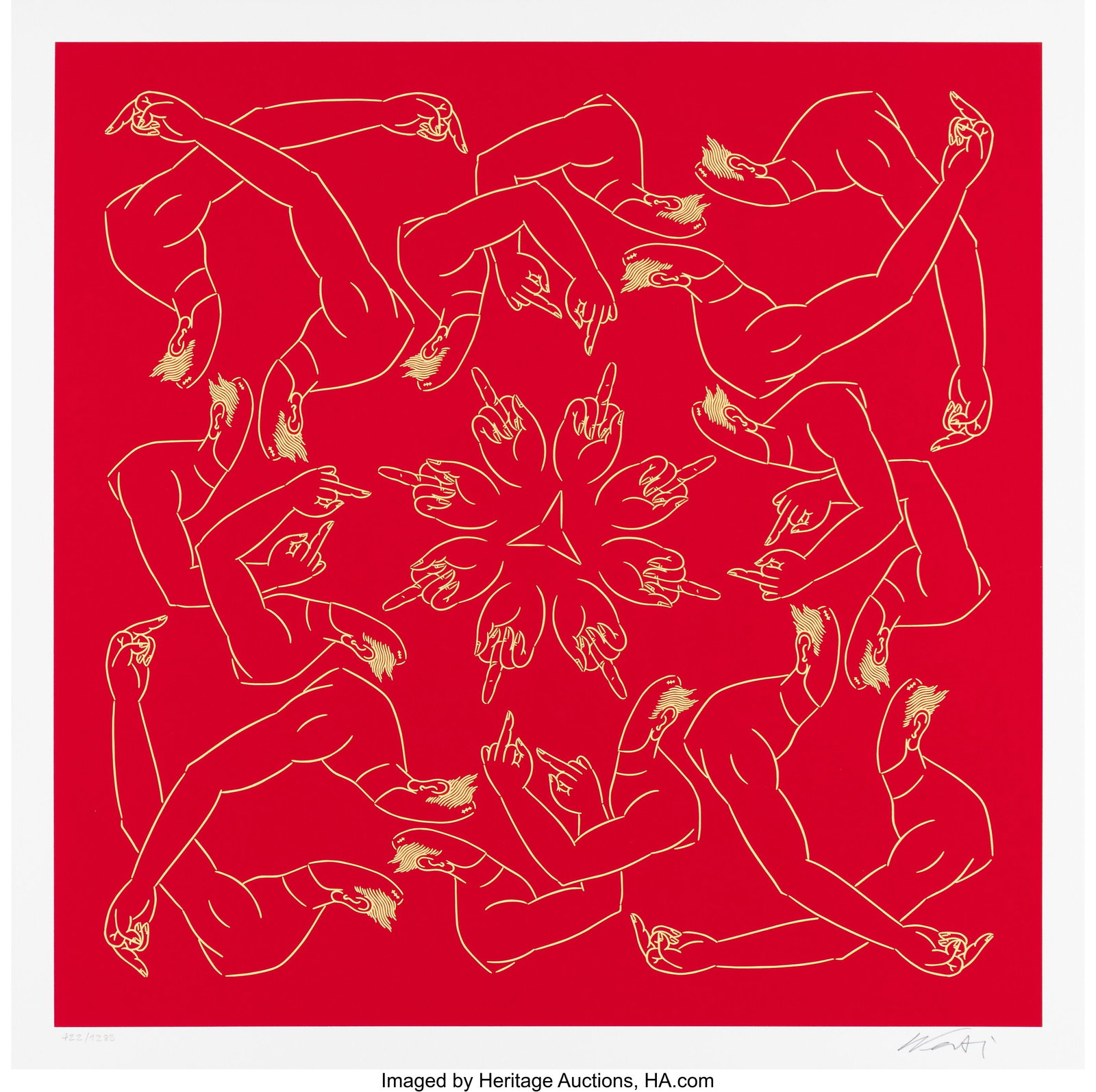 Ai Weiwei (b. 1957) Middle Finger (Red), 2023 Sc (1 of 1)