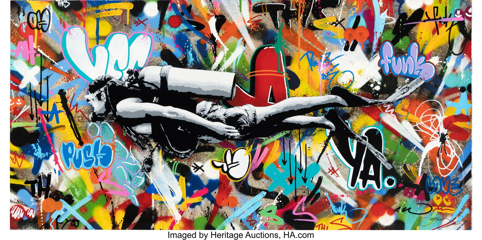 Martin Whatson (b. 1984) Scuba Diver, 2023 Scree: Martin Whatson (b. 1984) Scuba Diver, 2023 Screenprint in colors on wove paper 21-3/4 x 41-1/2 inches (55.2 x 105.4 cm) (sheet) Ed&peri