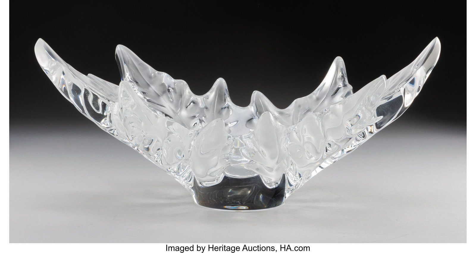 Lalique Champs Élysées Bowl, post-1945 Clear a: Lalique Champs Élysées Bowl, post-1945 Clear and frosted glass 7-3/8 x 17-7/8 x 9-3/4 inches (18.7 x 45.4 x 24.8 cm) Marks: