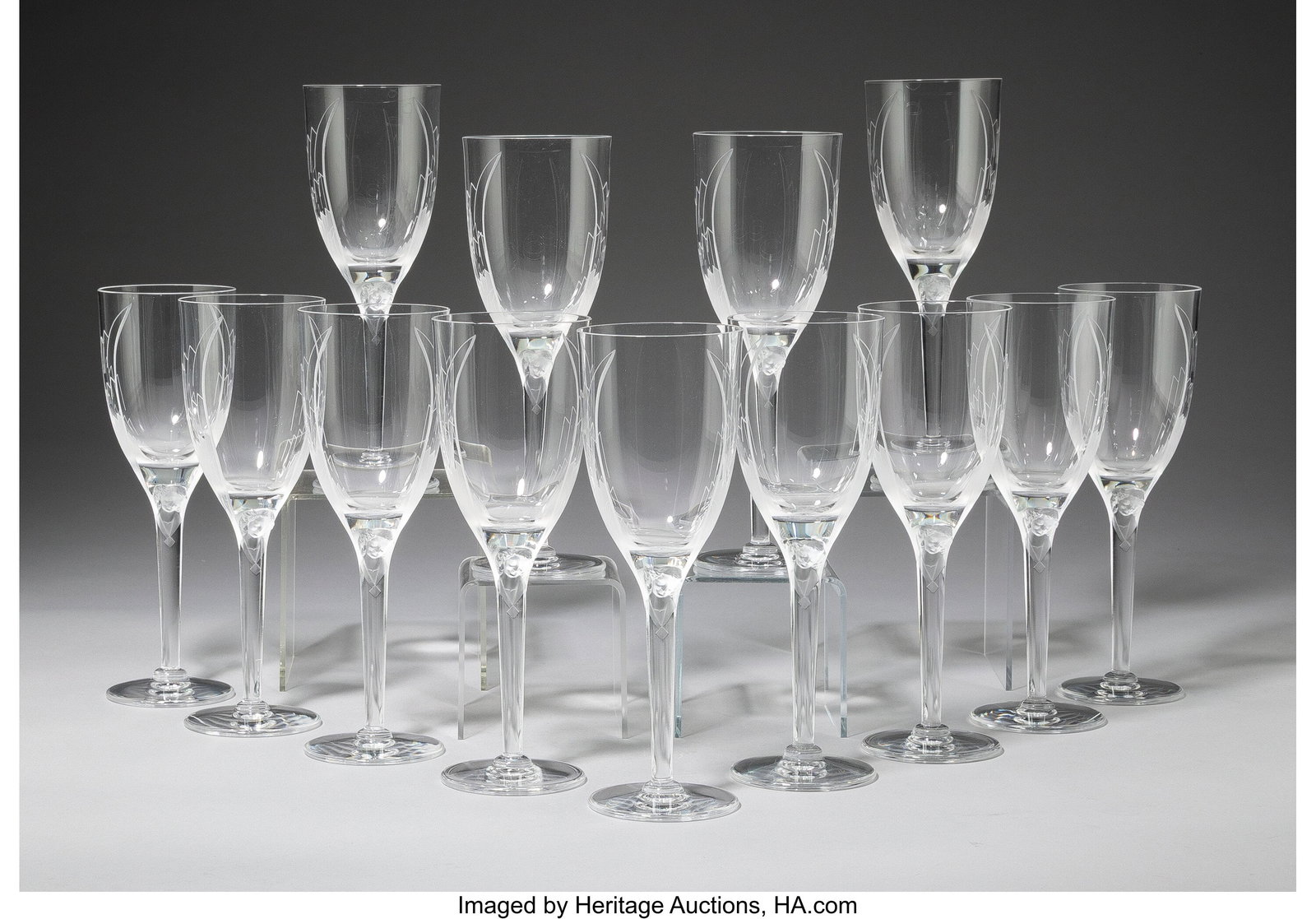 Lalique Set of Thirteen Ange Champagne Flutes, p (1 of 4)