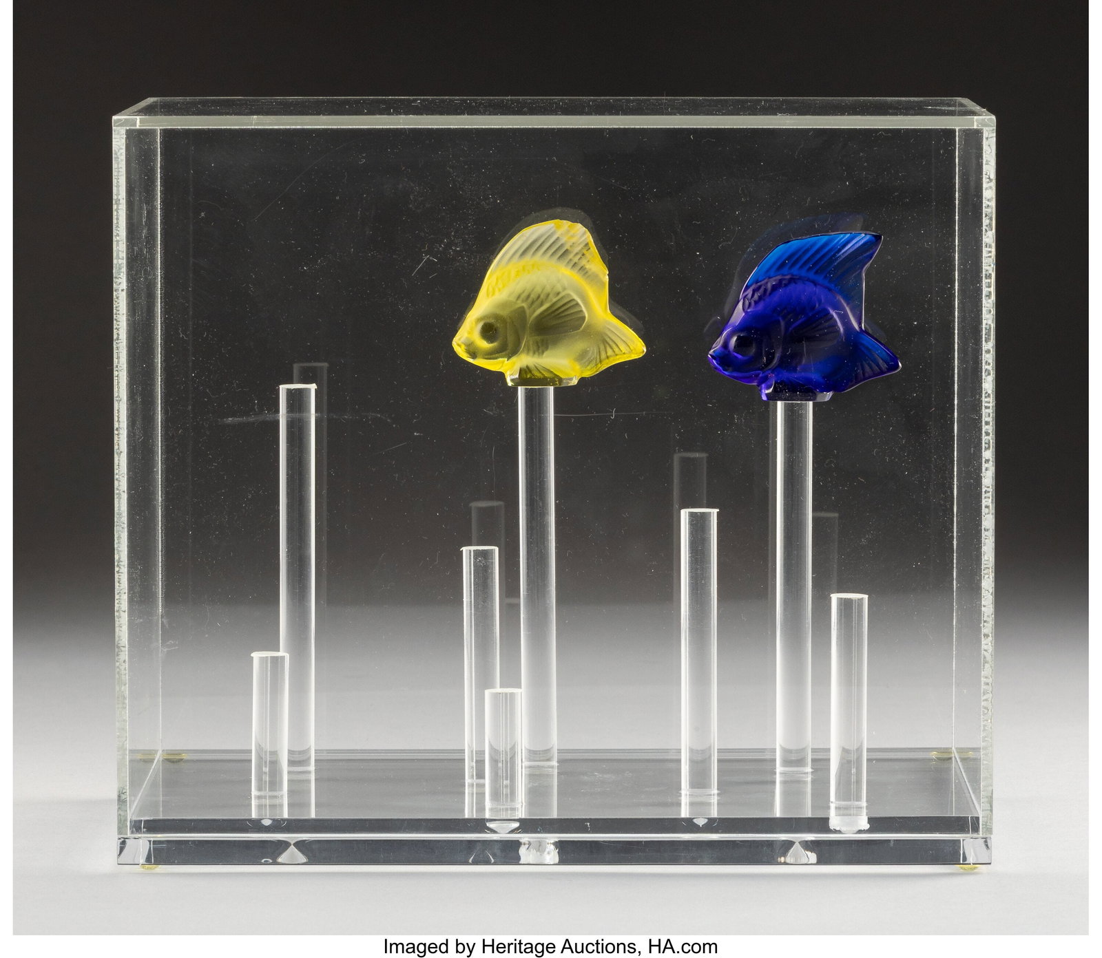 Lalique Two Fish Figures, post-1945 Glass 2 inc (1 of 5)