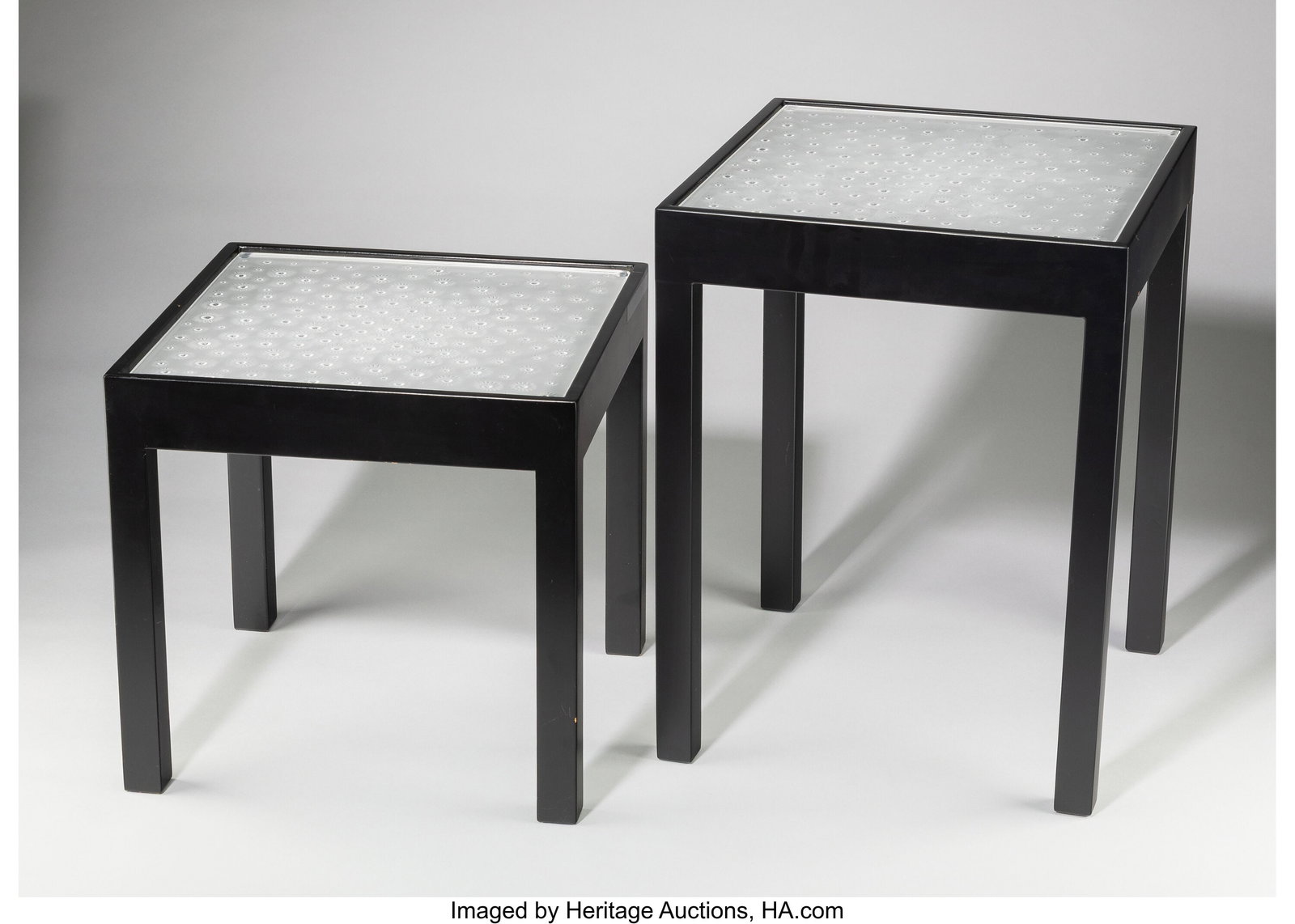 Lalique Two Aster Side Tables, post-1945 Clear a (1 of 3)