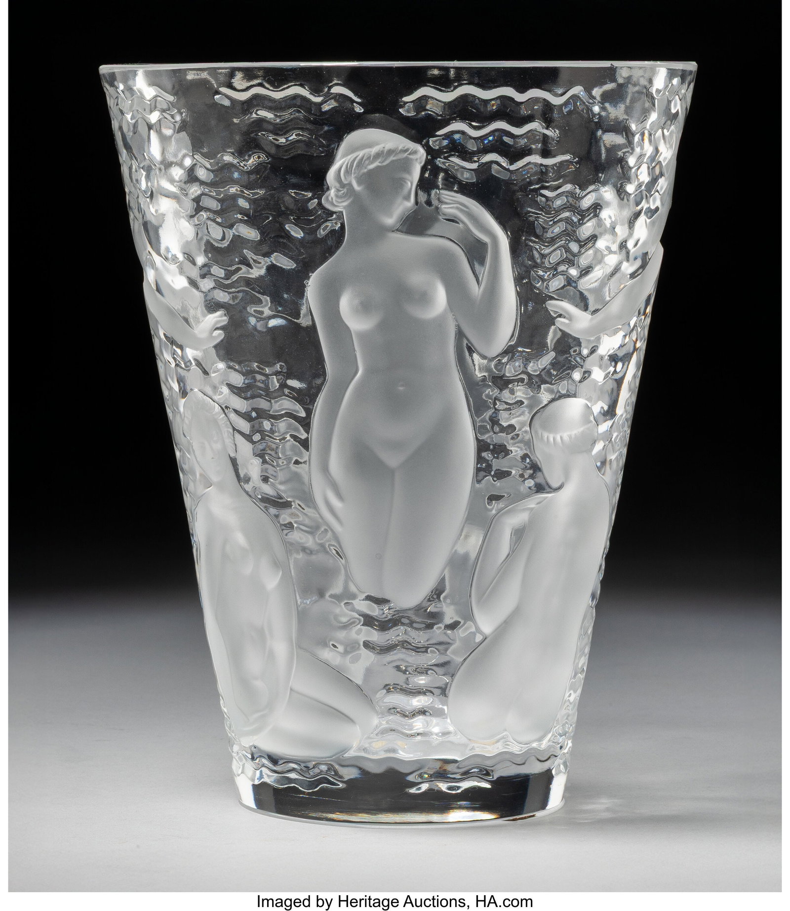 Lalique Ondines Vase, post-1945 Clear and froste (1 of 3)