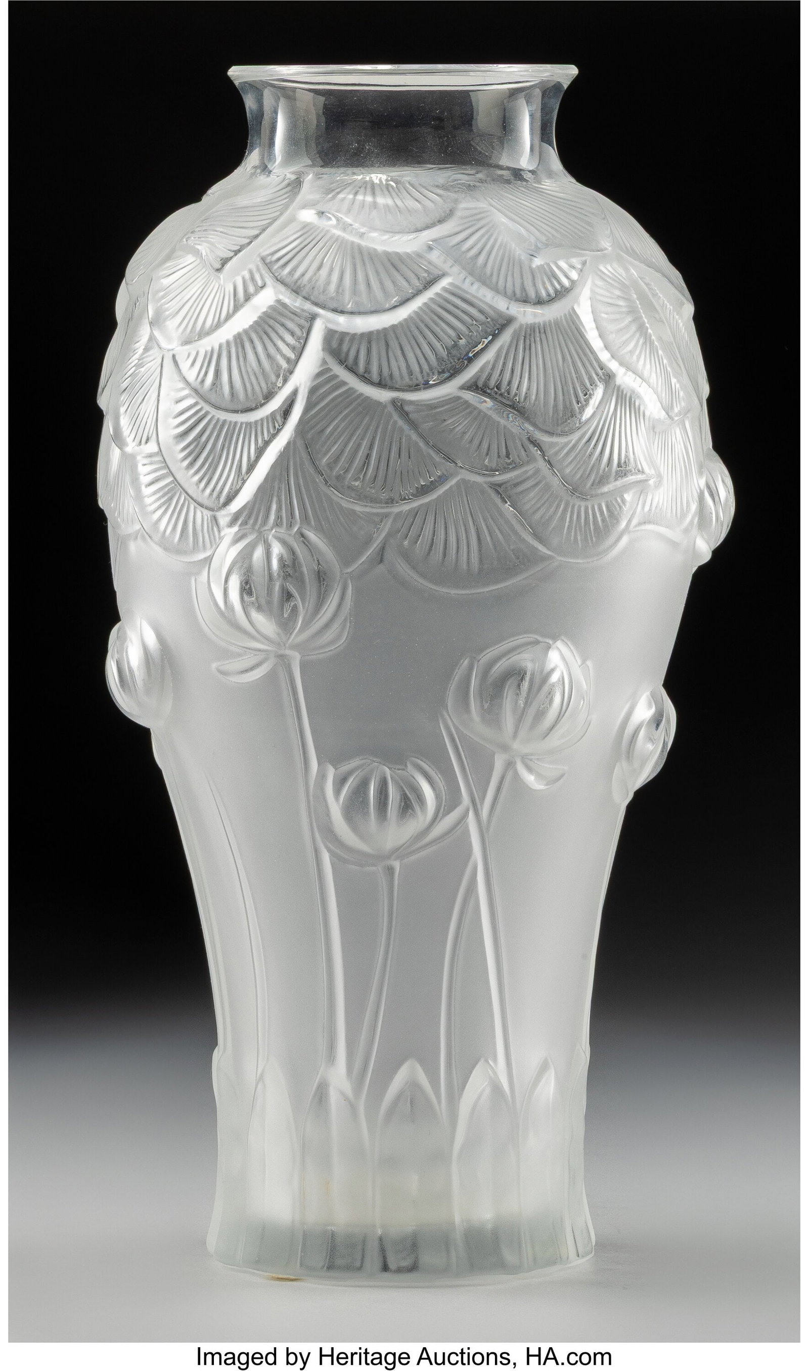 Lalique Giverny Vase, post-1945 Clear and froste (1 of 3)