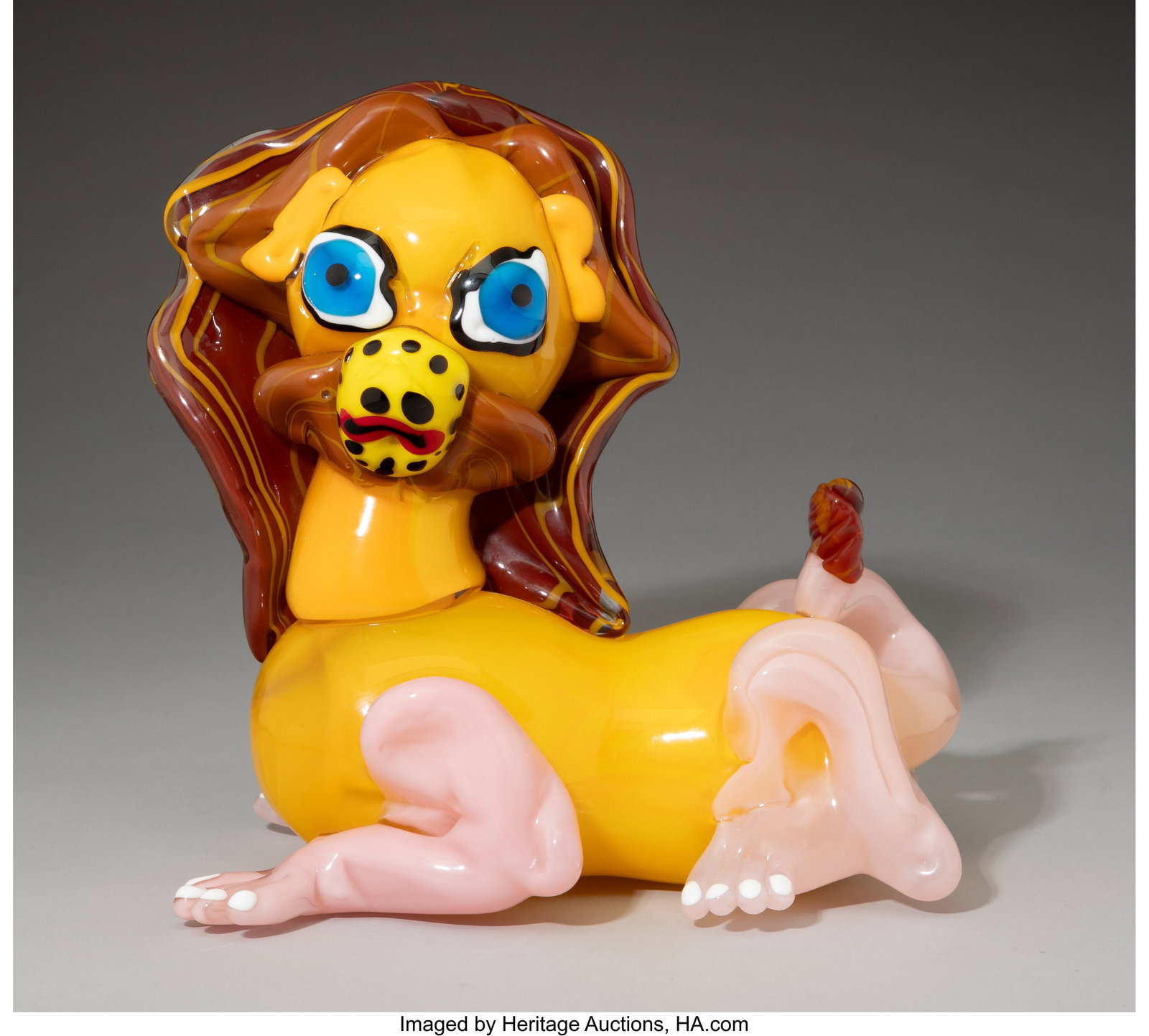 Robert Zeppel-Sperl Pin Up Lion, 2000 Glass 11-1: Robert Zeppel-Sperl Pin Up Lion, 2000 Glass 11-1/8 x 12 x 7-1/2 inches (28.3 x 30.5 x 19.1 cm) Ed. 6/8 Marks: R.Z.S, 6