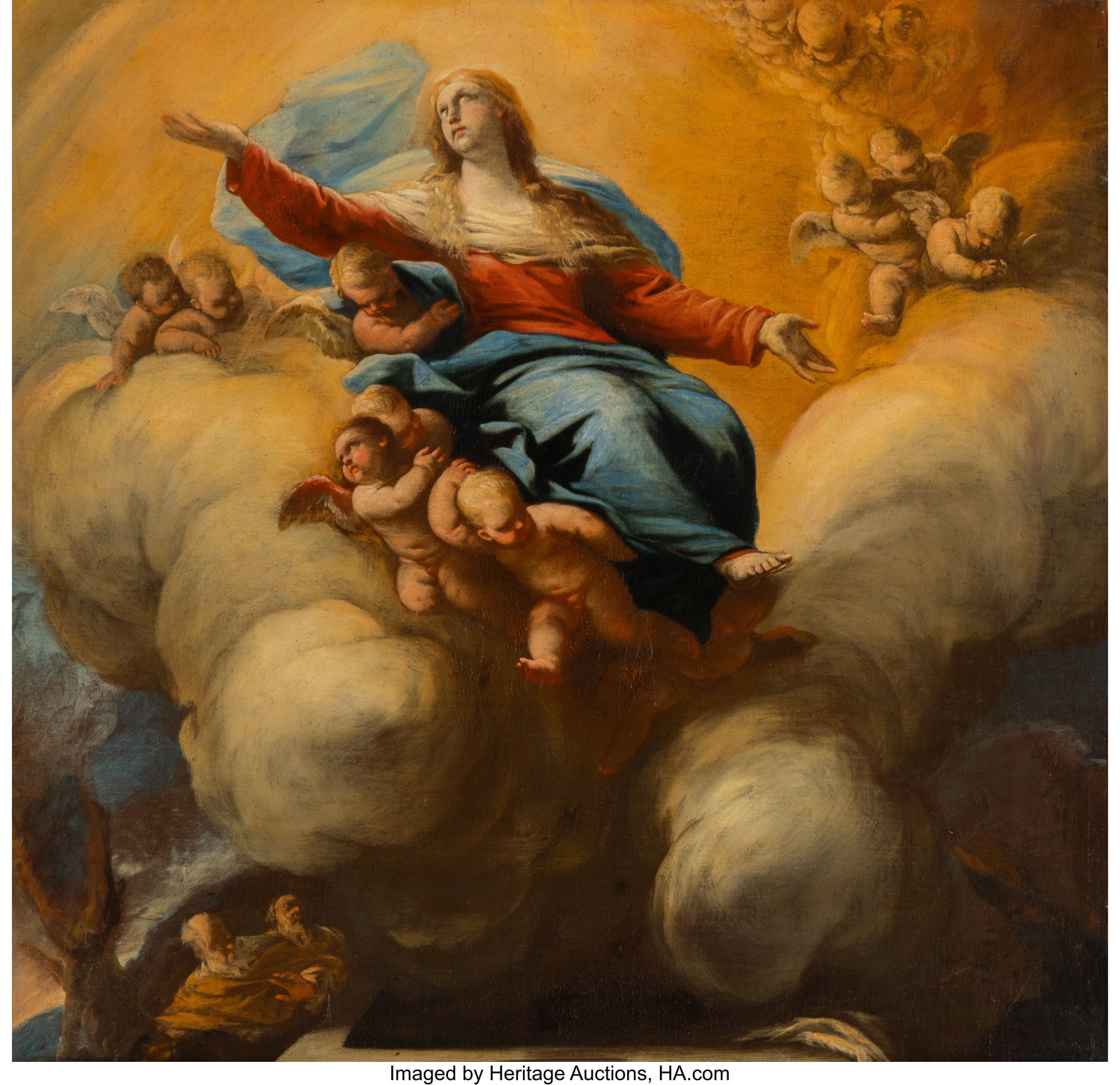 Luca Giordano (Neopolitan School, 1634-1705) The: Luca Giordano (Neopolitan School, 1634-1705) The Assumption of the Virgin, circa 1665 Oil on canvas 40-3/4 x 42 inches (103.5 x 106.7 cm) PROVENANCE&c
