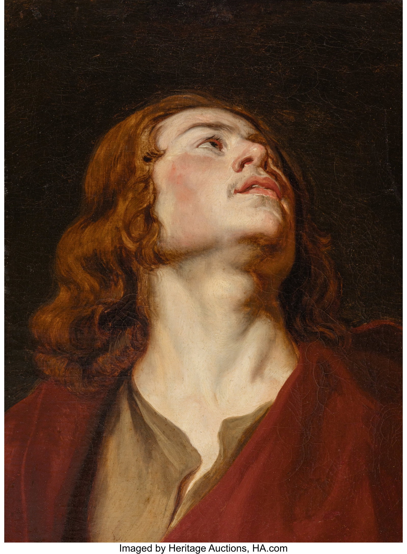 Jacob van Oost the Elder (Flemish, 1603-1671) Sa: Jacob van Oost the Elder (Flemish, 1603-1671) Saint John the Evangelist, after Peter Paul Rubens and Anthony van Dyck Oil on canvas 22 x 16-1/2 inches (55.9 x 41&