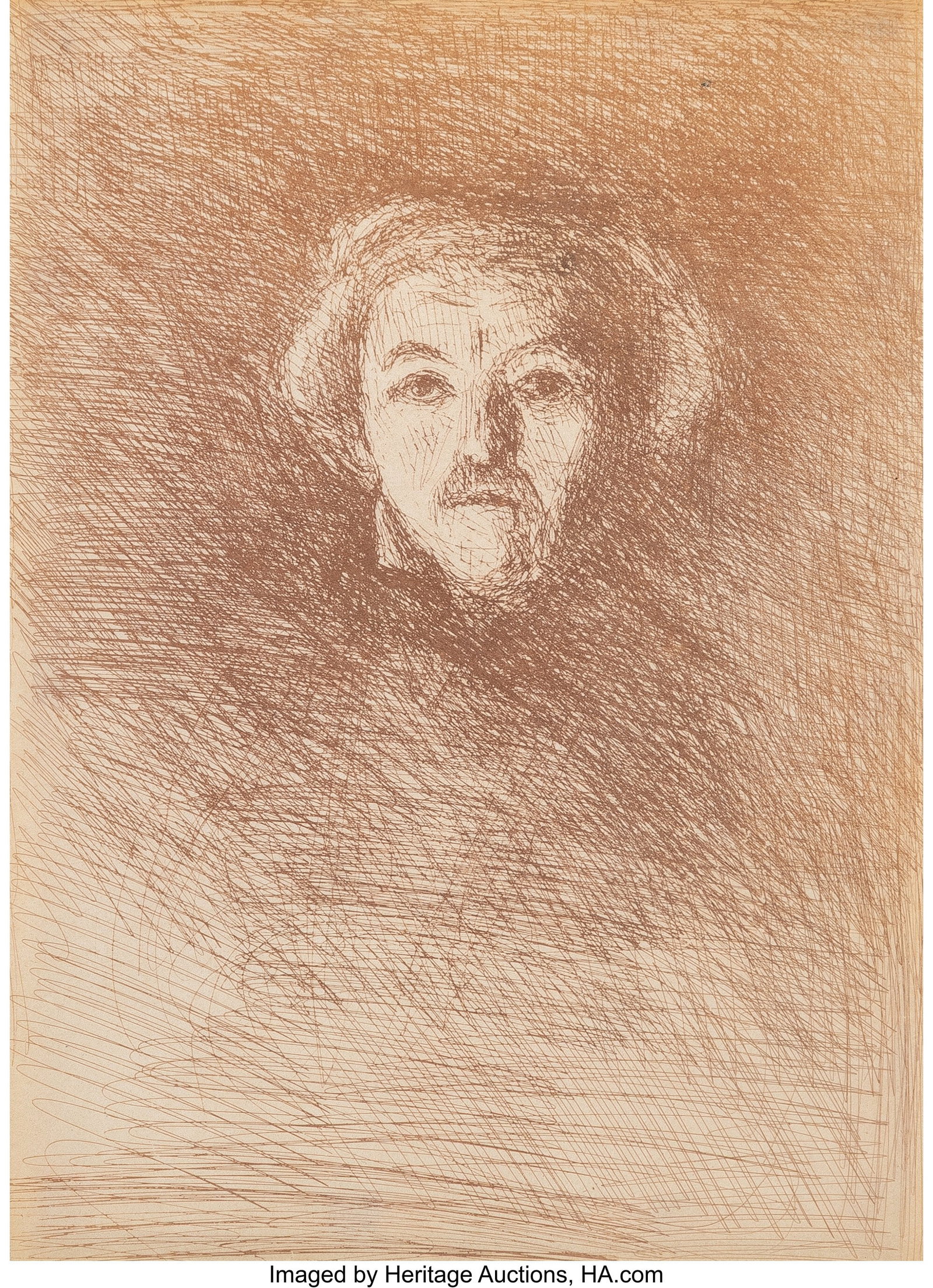 Jean-Baptiste-Camille Corot (French, 1796-1875) : Jean-Baptiste-Camille Corot (French, 1796-1875) Corot par lui-même, 1858 Cliché verre in brown on thin wove paper 8-1/2 x 6-1/8 inches (21.6 x 15