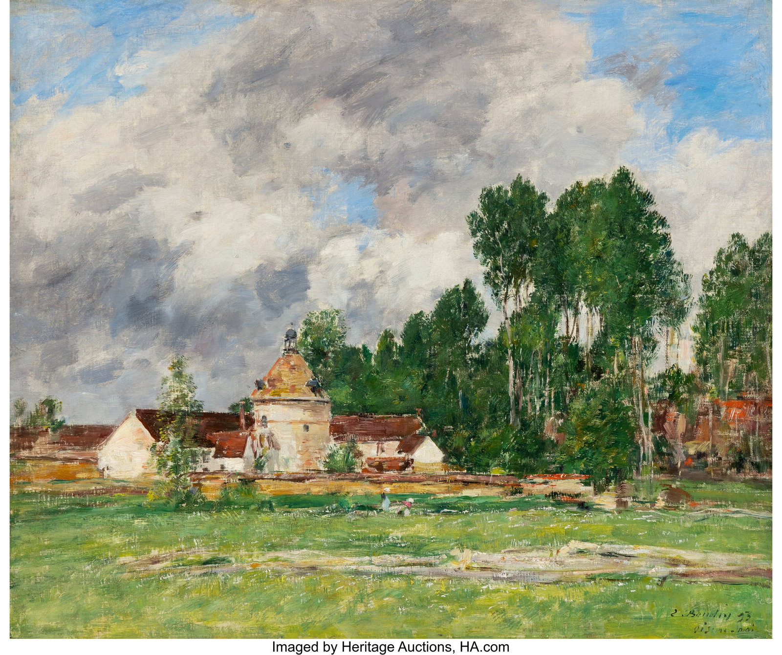 Eugène Louis Boudin (French, 1824-1898) Oisème: Eugène Louis Boudin (French, 1824-1898) Oisème, paysage aux environs de Chartres, May 1893 Oil on canvas 18-1/4 x 21-3/4 inches (46.4 x 55