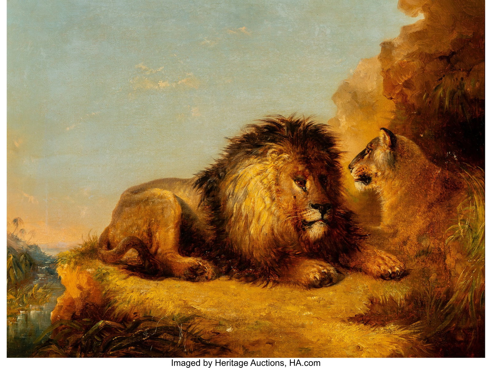 William Daniell (British, 1769-1837) Lions at re (1 of 3)