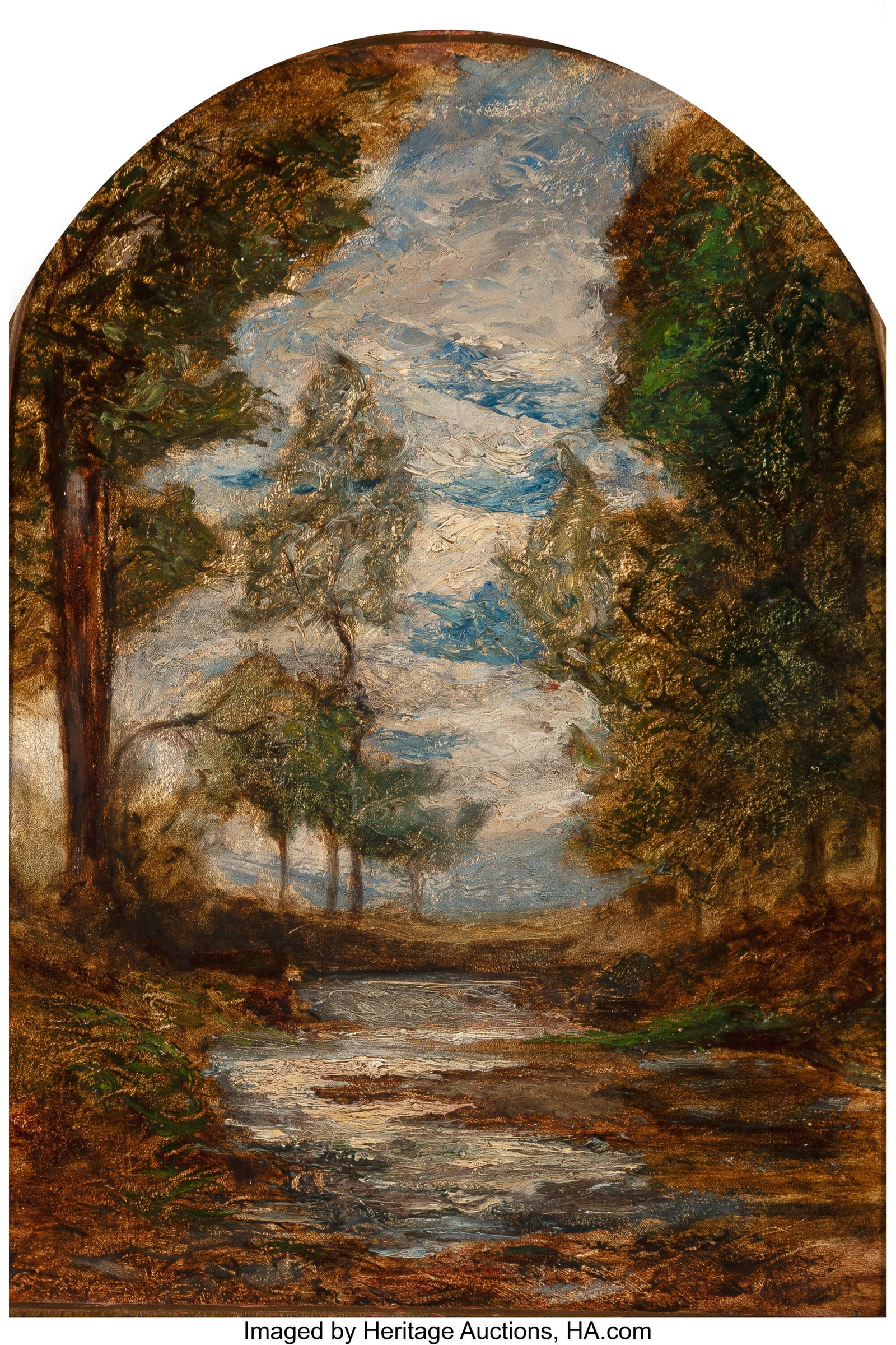 Antonio Fontanesi (Italian, 1818-1882) Lungo al : Antonio Fontanesi (Italian, 1818-1882) Lungo al fiume (Along the river) Oil on panel 13 x 9-1/4 inches (33.0 x 23.5 cm) (panel) 12 x 8-1