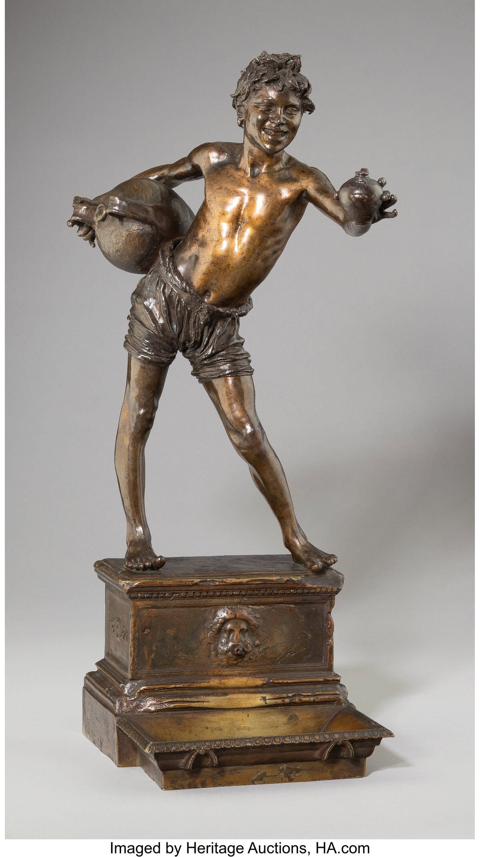Vincenzo Gemito (Italian, 1852-1929) L'Acquaiolo: Vincenzo Gemito (Italian, 1852-1929) L'Acquaiolo (The water vendor), 1881 Bronze 21-1/2 x 8-1/4 x 11-1/4 inches (54.6 x 21.0 x 28.